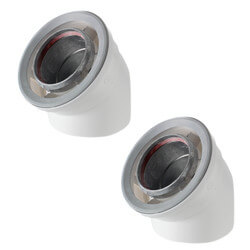 Lot De 2 Coudes De Ventilation Plastique Ubbink 224050 - 45 Degrés - Pour Chauffe-eau Rinnai