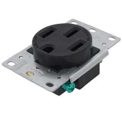 Leviton 5207-S10 30 Amp Flush Receptacle – 125/250V, NEMA 10-30R, 3-Pole 3-Wire, Non-Grounding, Industrial Grade, Side Wired, Steel Strap