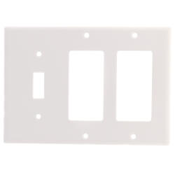 Leviton 80732-W 4-Gang Wallplate – 3 Toggle + 1 Decora/GFCI Combination, Standard Size, White Thermoplastic Nylon