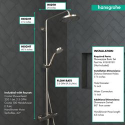 27185821 - Hansgrohe 27185821 - Croma Showerpipe 220 1-Jet, 2.5