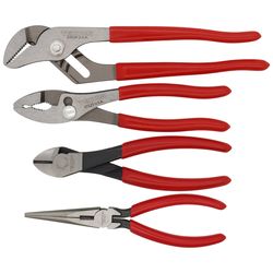 TEKTON 4-Piece Pliers Set – Groove Joint, Slip Joint, Long Nose, Diagonal Cutting | PLR99022