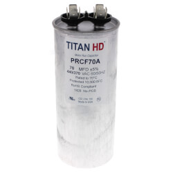 TitanPro TRCF80 HVAC Round Dual Run Capacitor - 80 MFD/UF, 440/370 Volts, For AC Units & Heat Pumps