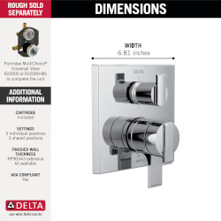 Delta Faucet T24967-BL Angular Modern 14 Series Monitor Trim – 6-Setting Integrated Diverter, Matte Black (Valve Sold Separately)