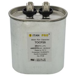 TOCF25 - Titan Pro TOCF25 - 25 MFD Oval Motor Run Capacitor (440/370V)