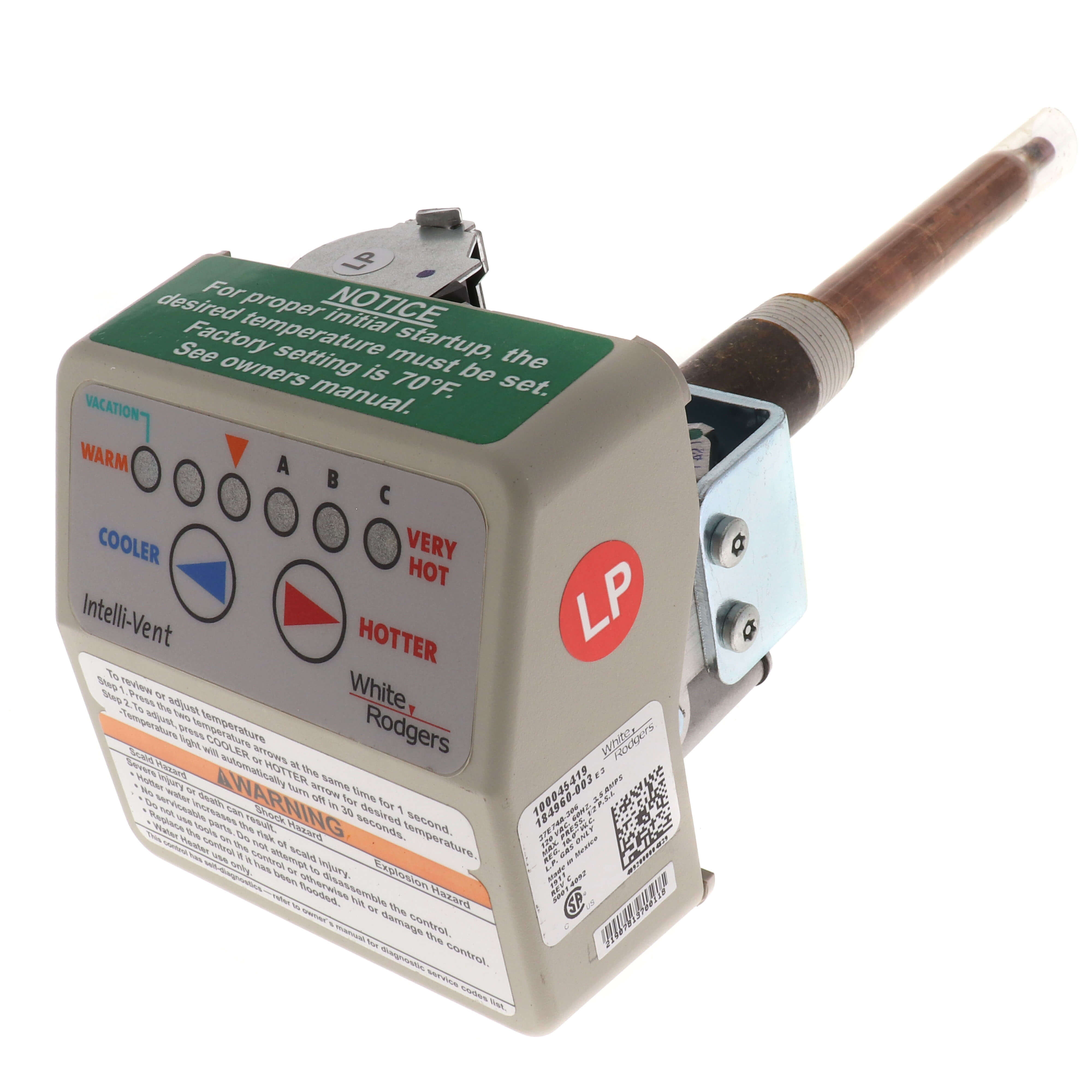 100109867 - AO Smith 100109867 - White Rodgers Intellivent Gas Control for  Propane Gas, 10 Manifold Pressure Setting, Au003d2.82