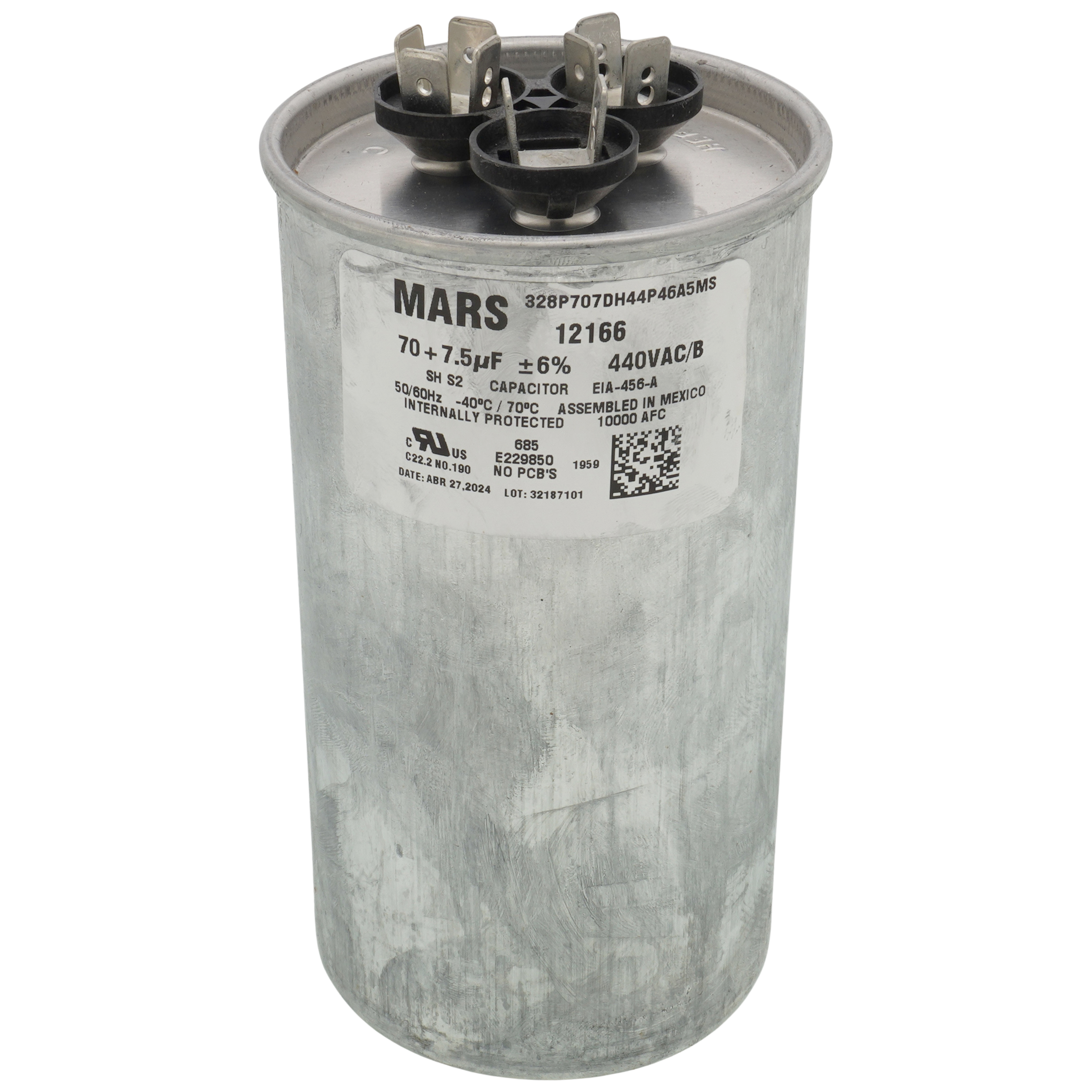 12166 - MARS 12166 - 70/7.5 MFD Dual Section Motor Run Capacitors