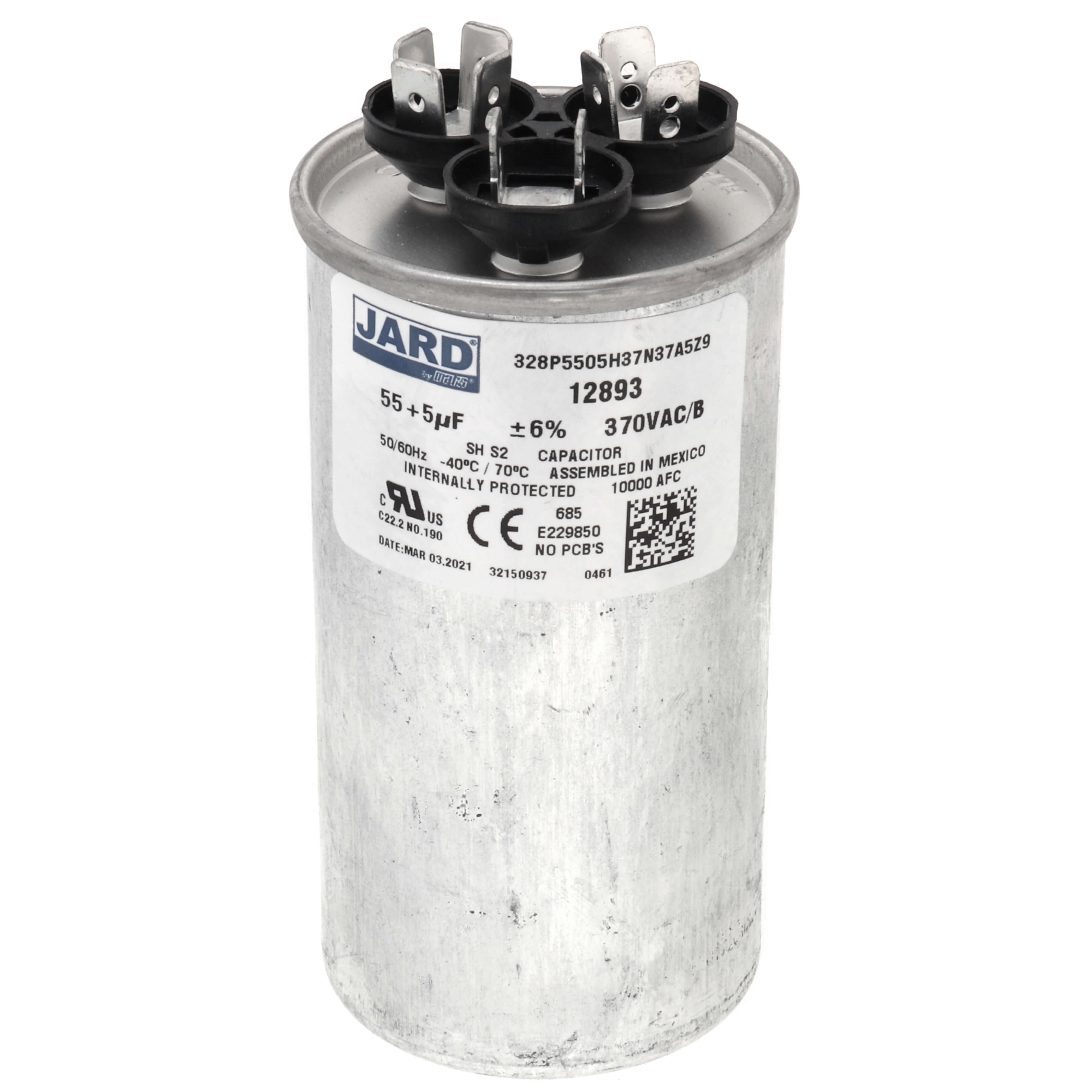 12893 - Jard 12893 - 55/5 MFD Round Run Capacitor (370V)