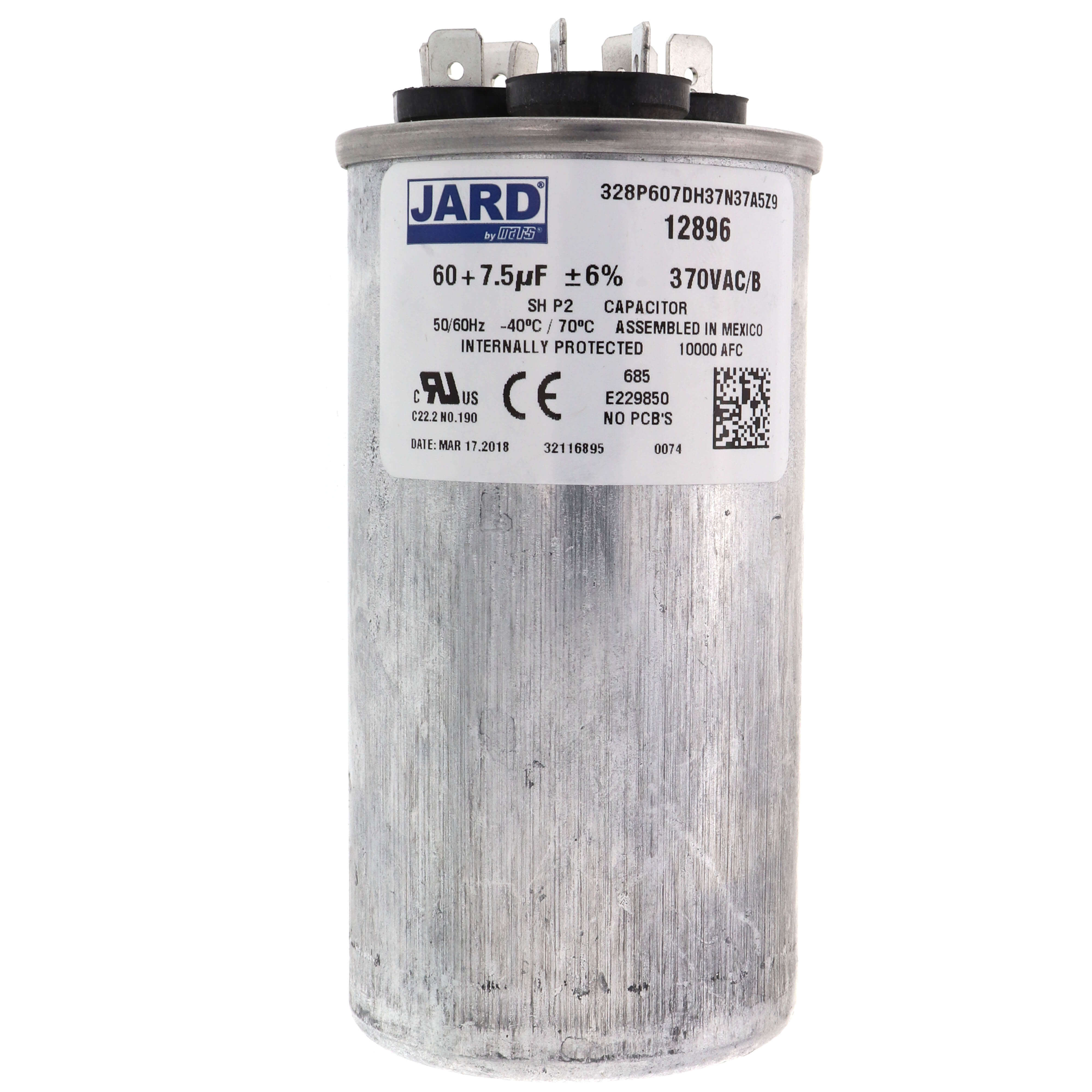 12896 - MARS 12896 - 60/7.5 MFD Round Run Capacitor (370V)