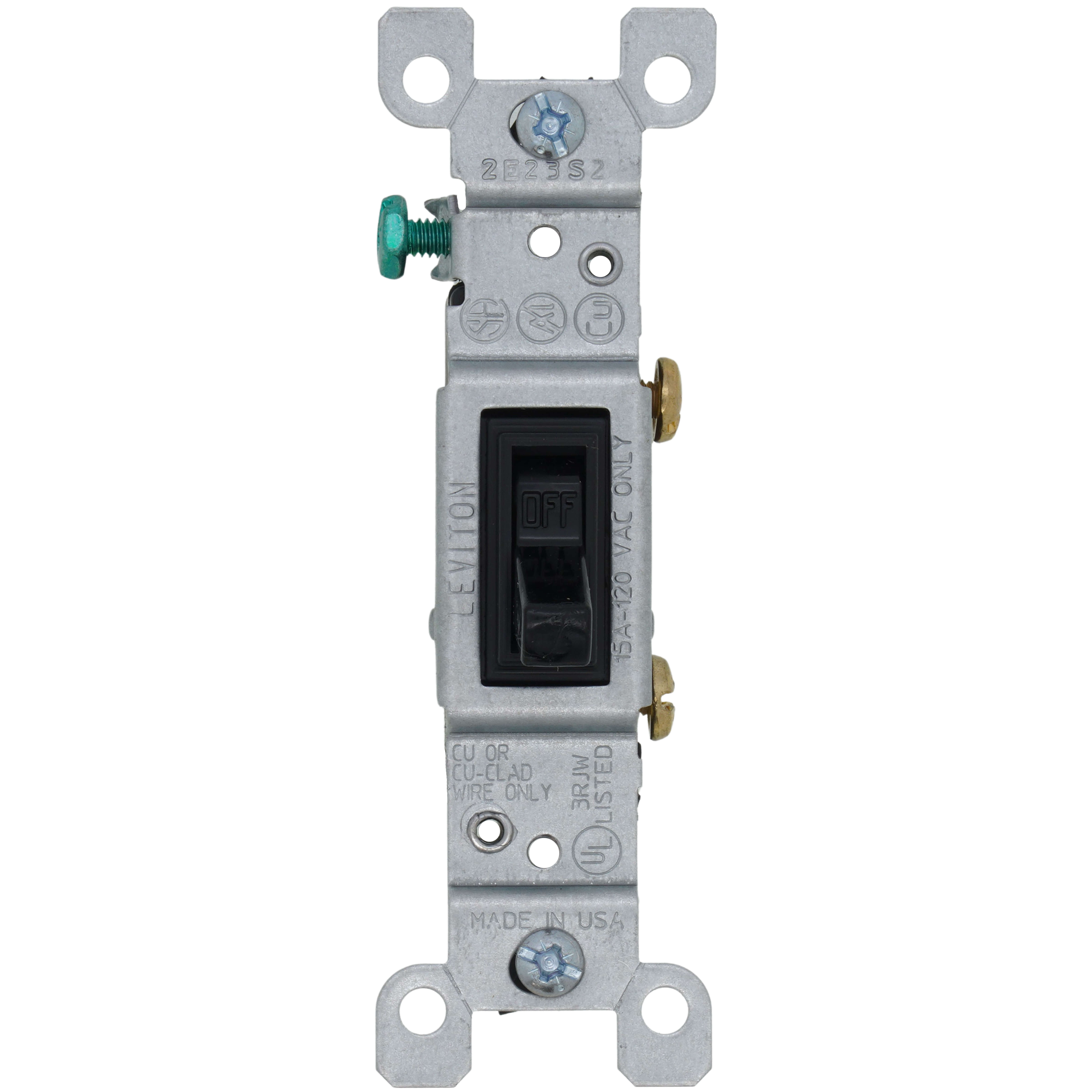 1451-2E - Leviton 1451-2E - Single-Pole Framed Grounding Toggle 