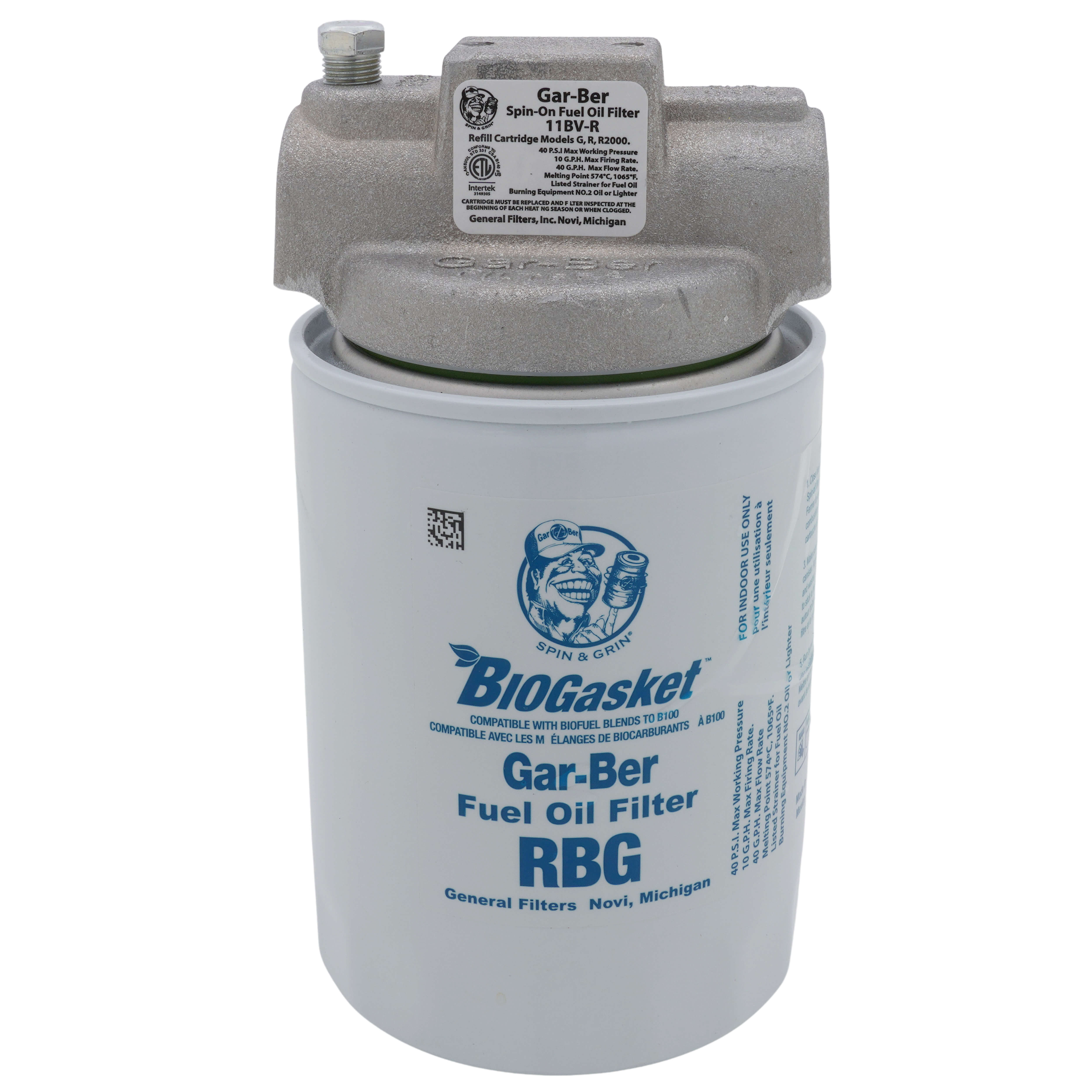 Gar-Ber 11BV-R Complete Spin-On Fuel Oil Filter Kit – Includes Head Bracket & #R Filter