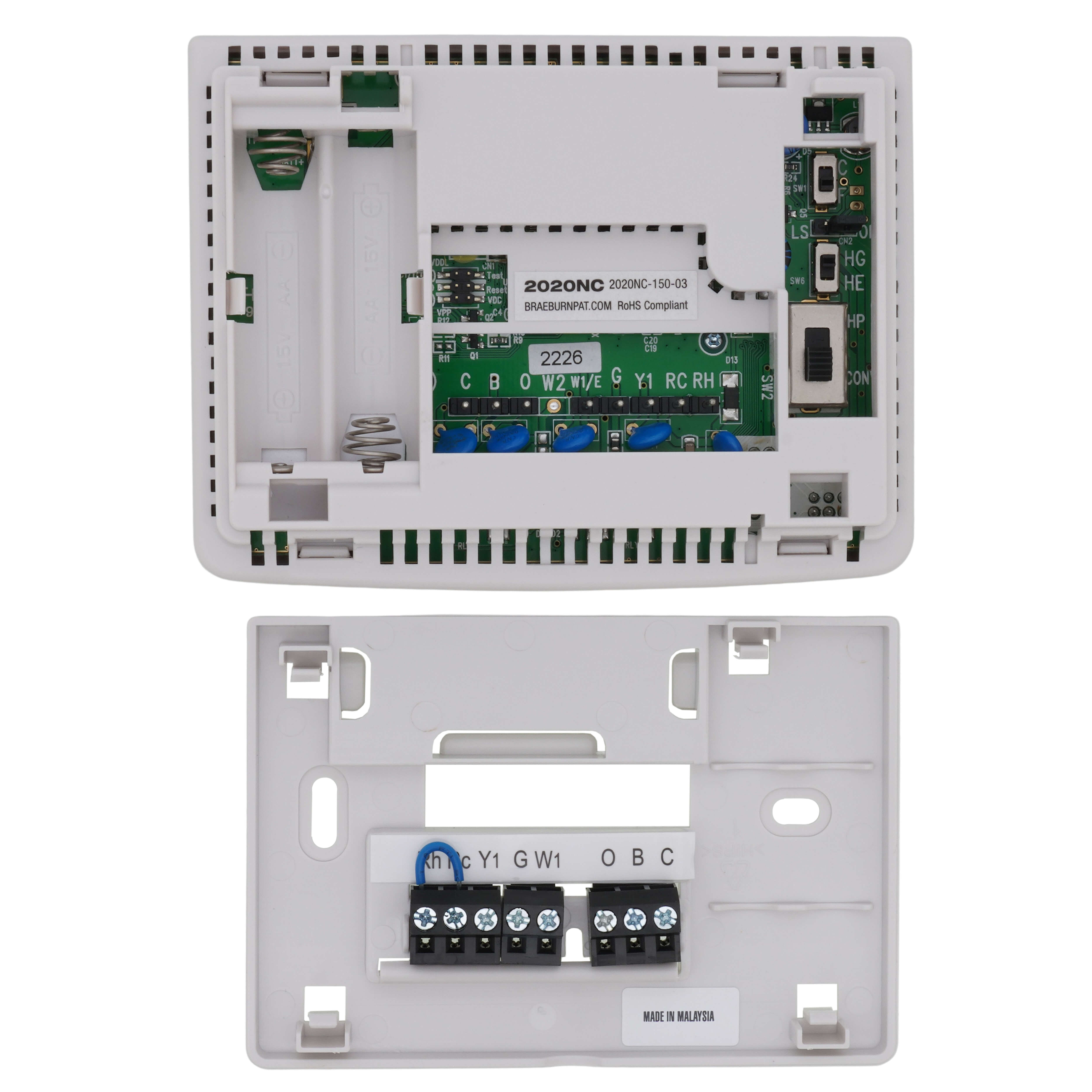 2020NC - Braeburn 2020NC - 5-2 Day Programmable Thermostat (1 Heat/1 Cool)  - Builders Series