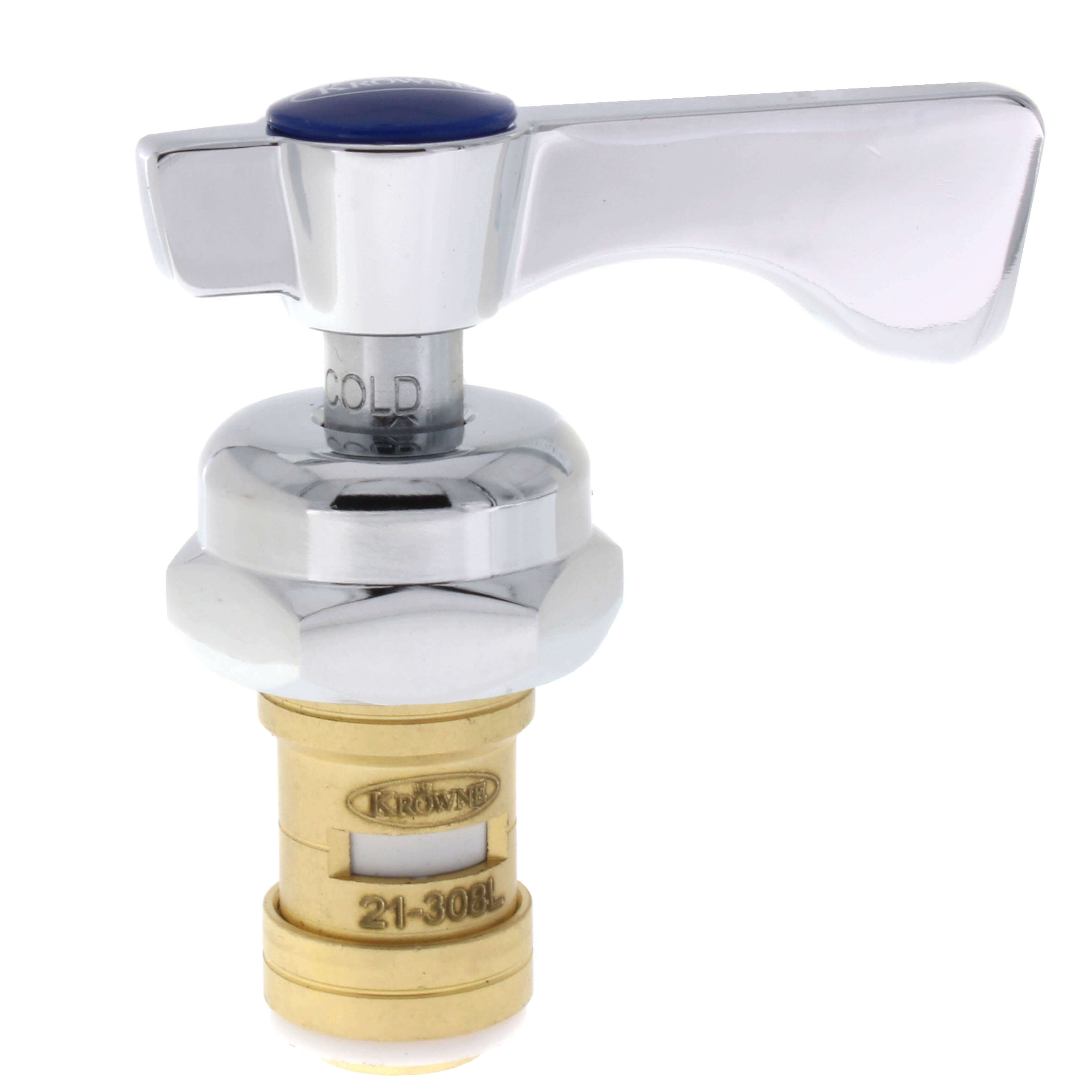 Krowne Heavy-Duty Hot Stem Assembly For Fisher Faucets - Commercial Kitchen Replacement With Check Valve, Chrome Brass