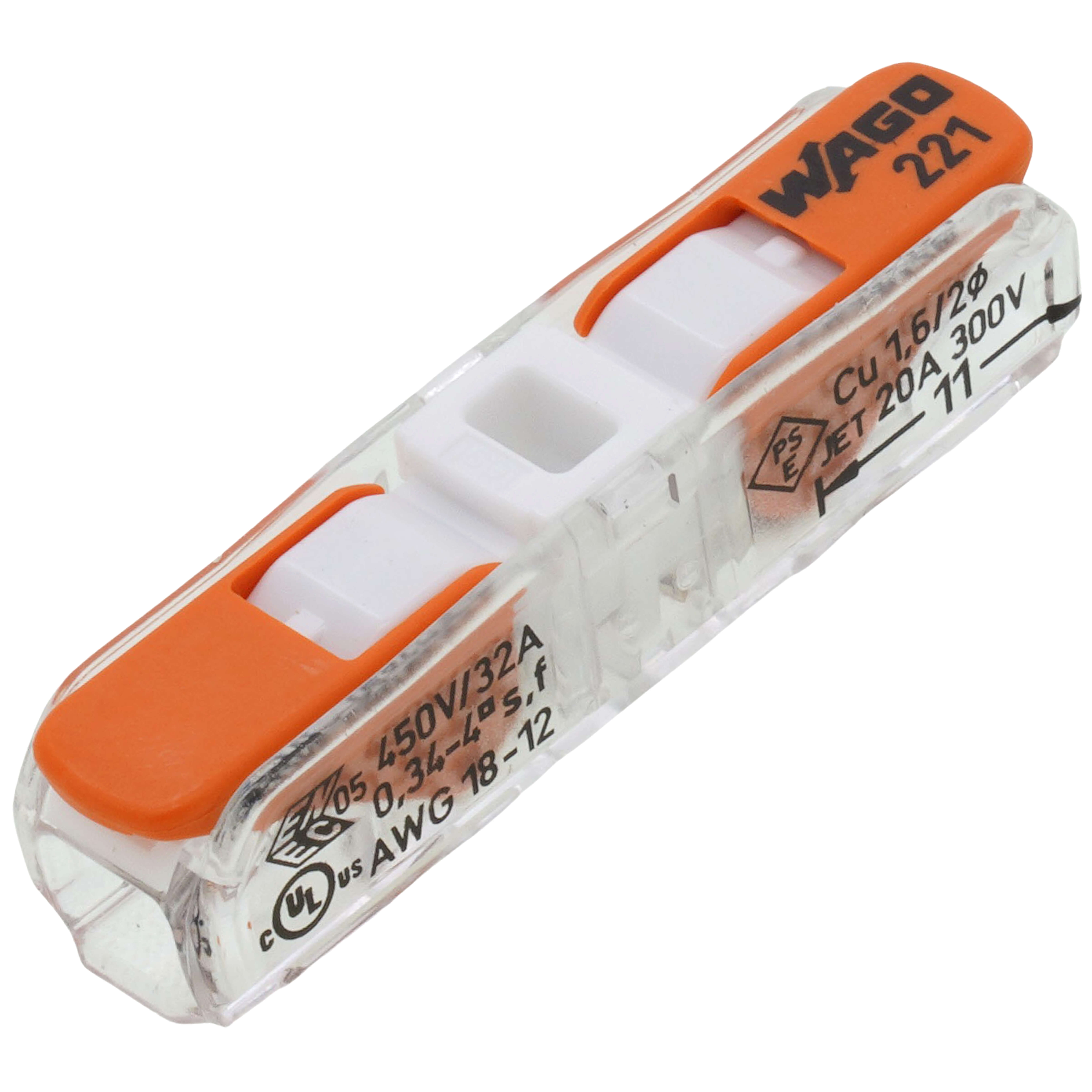 221-2401 - WAGO 221-2401 - Lever Nut Inline Butt Splice Connector
