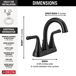 2533LF-BLMPU - Delta 2533LF-BLMPU - Kayra Two Handle Centerset
