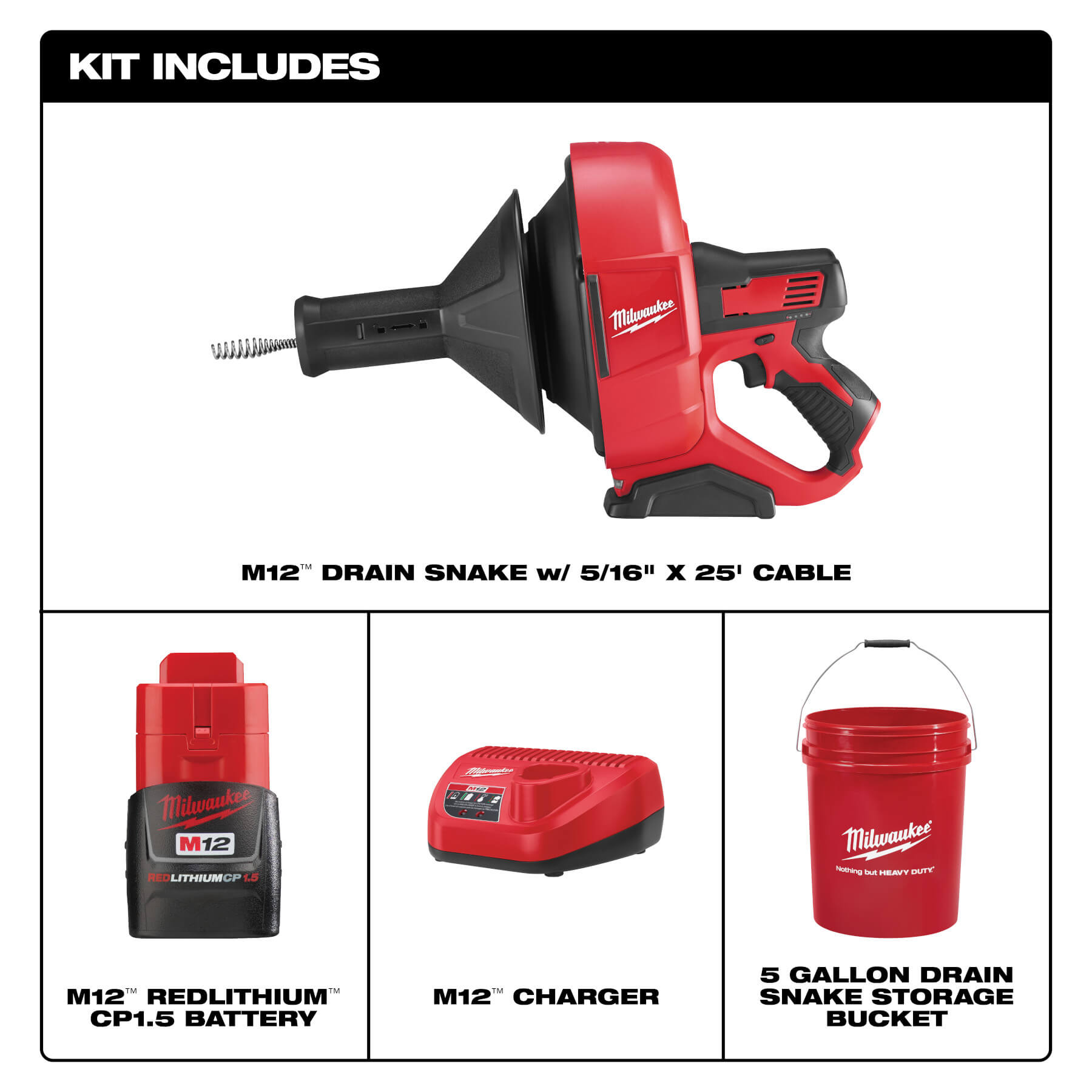 2571-21 - Milwaukee 2571-21 - M12 Drain Snake Kit