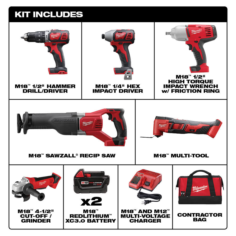 2697-25 - Milwaukee 2697-25 - 5PC M18 Brushed Combo Kit