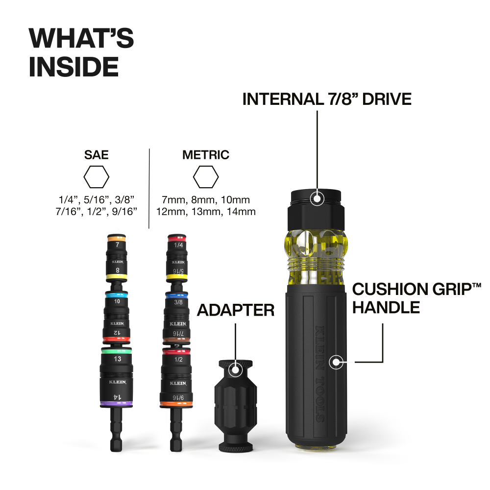 32914HD - Klein Tools 32914HD - 14-in-1 Impact-Rated Flip Socket Set
