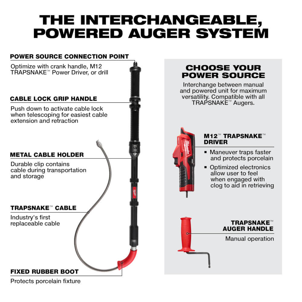 3576-21 - Milwaukee 3576-21 - M12 TRAPSNAKE 6' Toilet Auger
