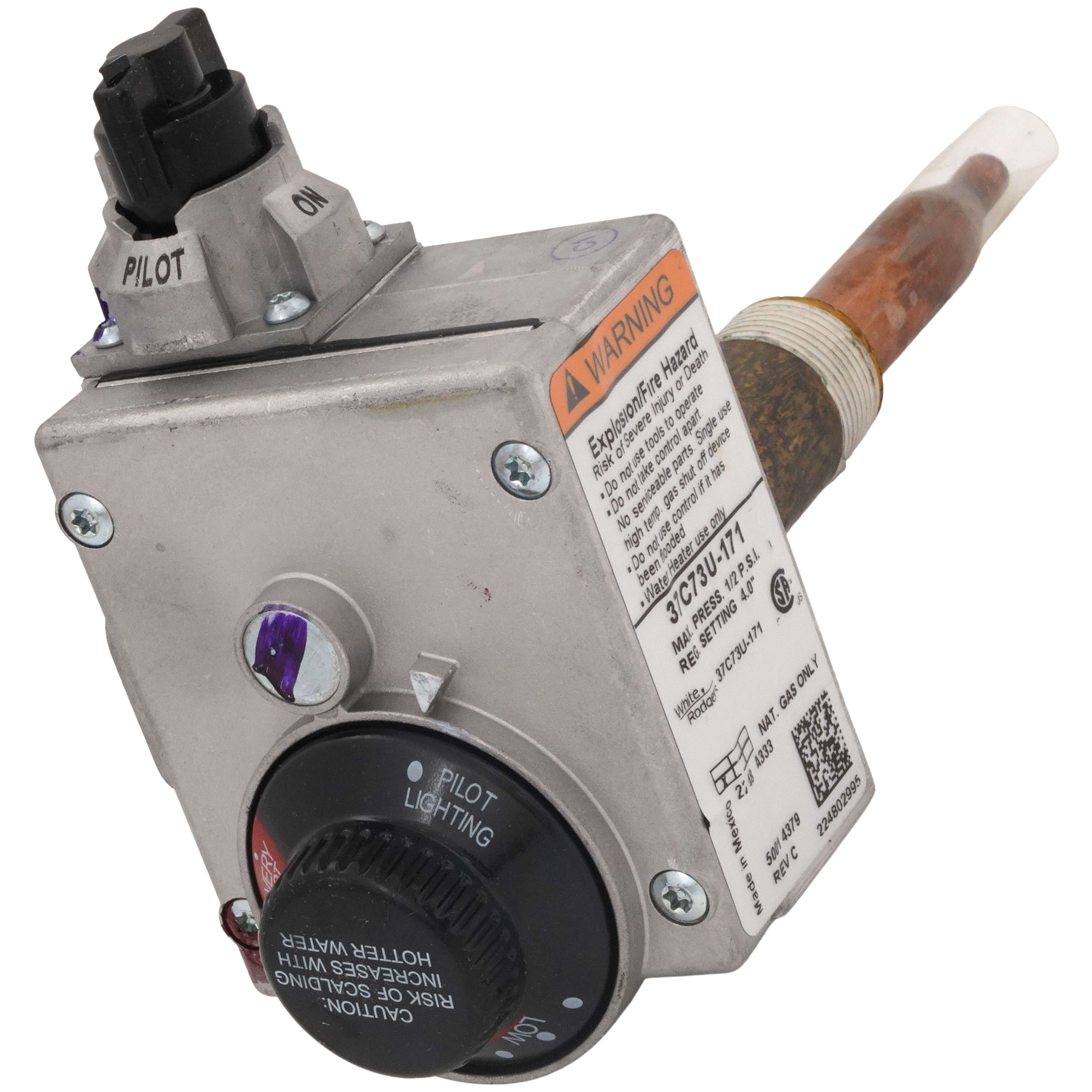 37C73U-171 - White Rodgers 37C73U-171 - Water Heater Gas Valve Control, Nat  Gas (2-1/2 Shank)