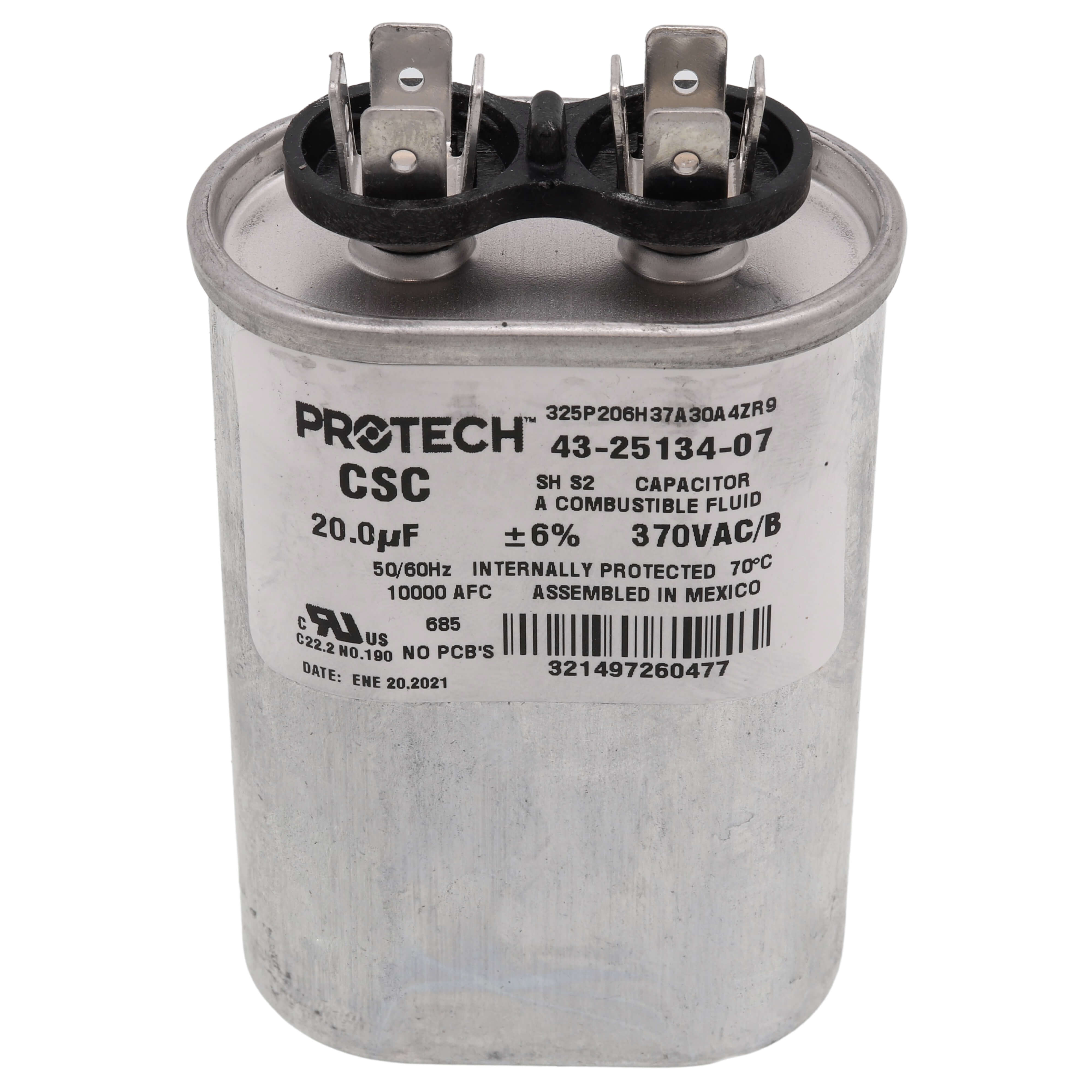 43-25134-07 - Rheem 43-25134-07 - 20 MFD Oval Run Capacitor (370V