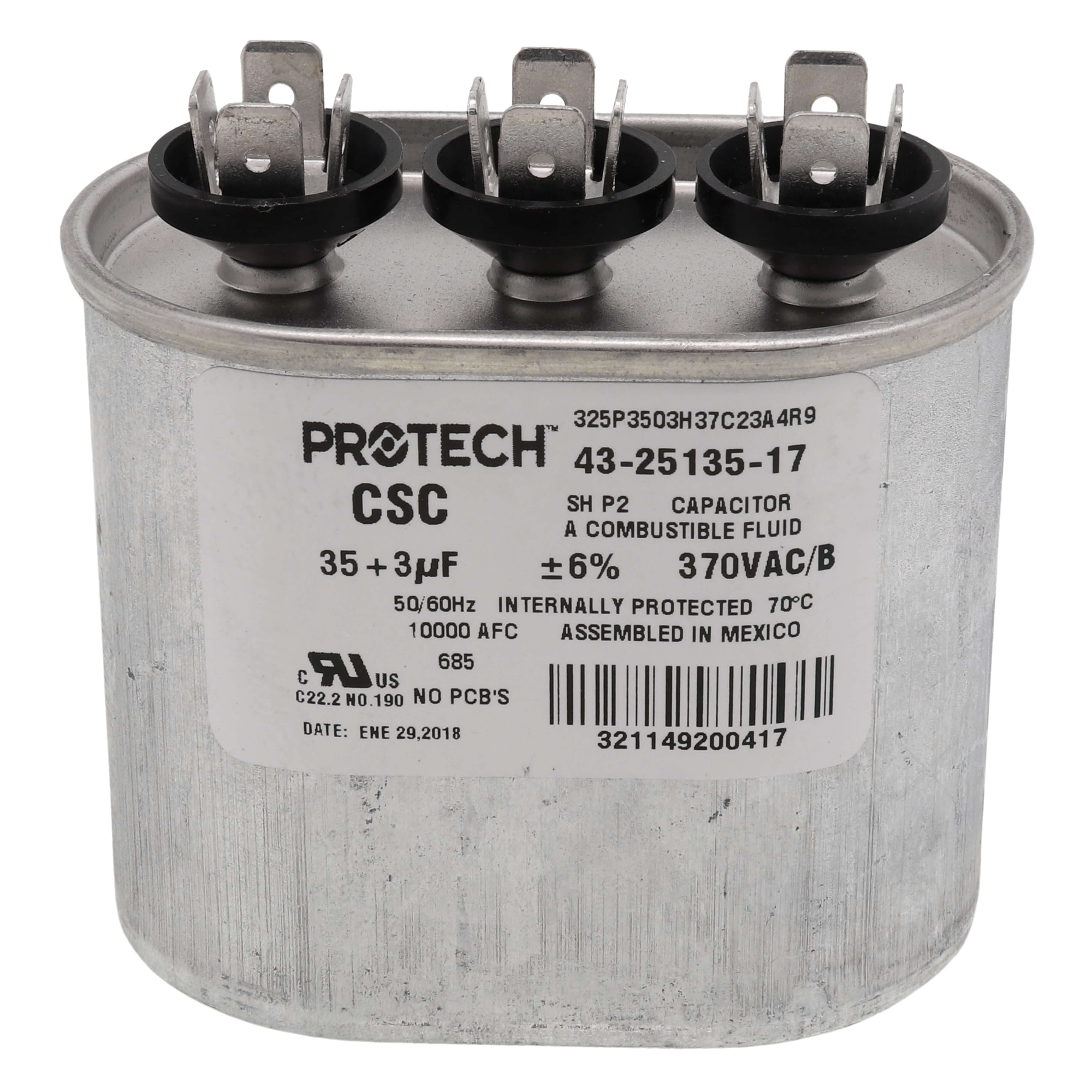 43-25135-17 - Rheem 43-25135-17 - 35/3 MFD Dual Run Oval Capacitor