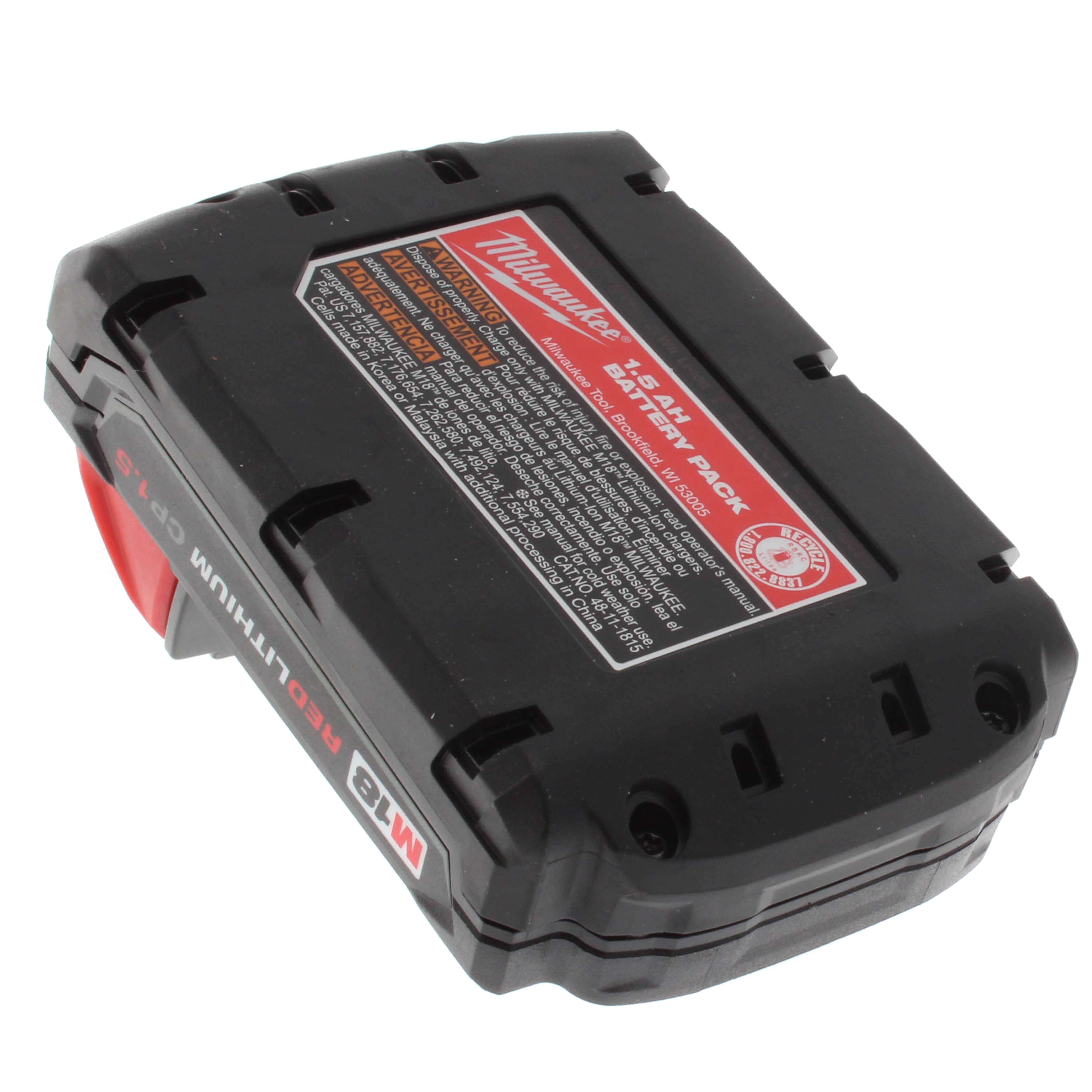 Milwaukee 48-11-1815 18V Lithium-Ion Compact Battery 2-Pack – Retail Package, High Performance For Power Tools 9 thumbnail image