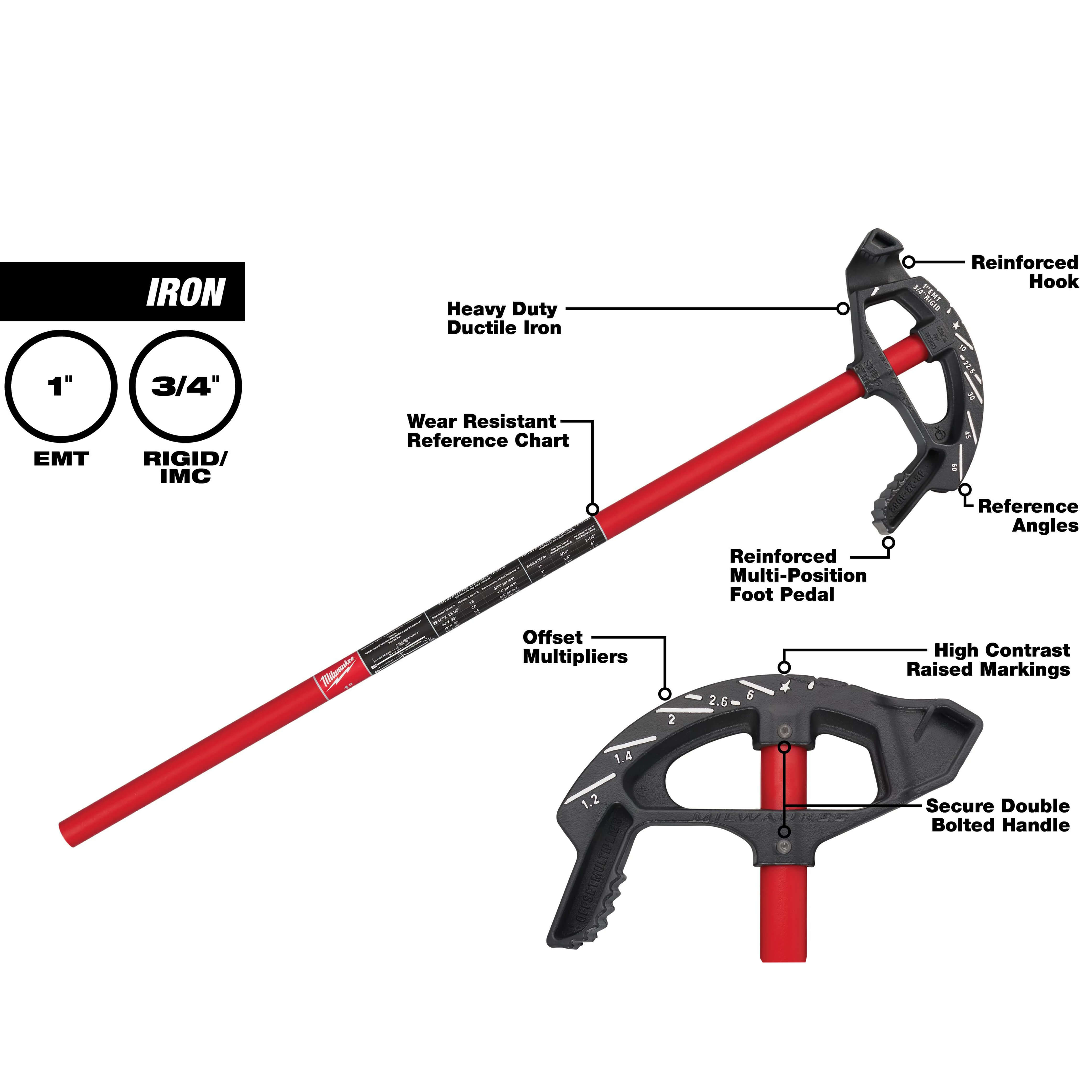 Milwaukee 48-22-4082 1-Inch EMT Iron Conduit Bender - Heavy Duty Iron Shoe