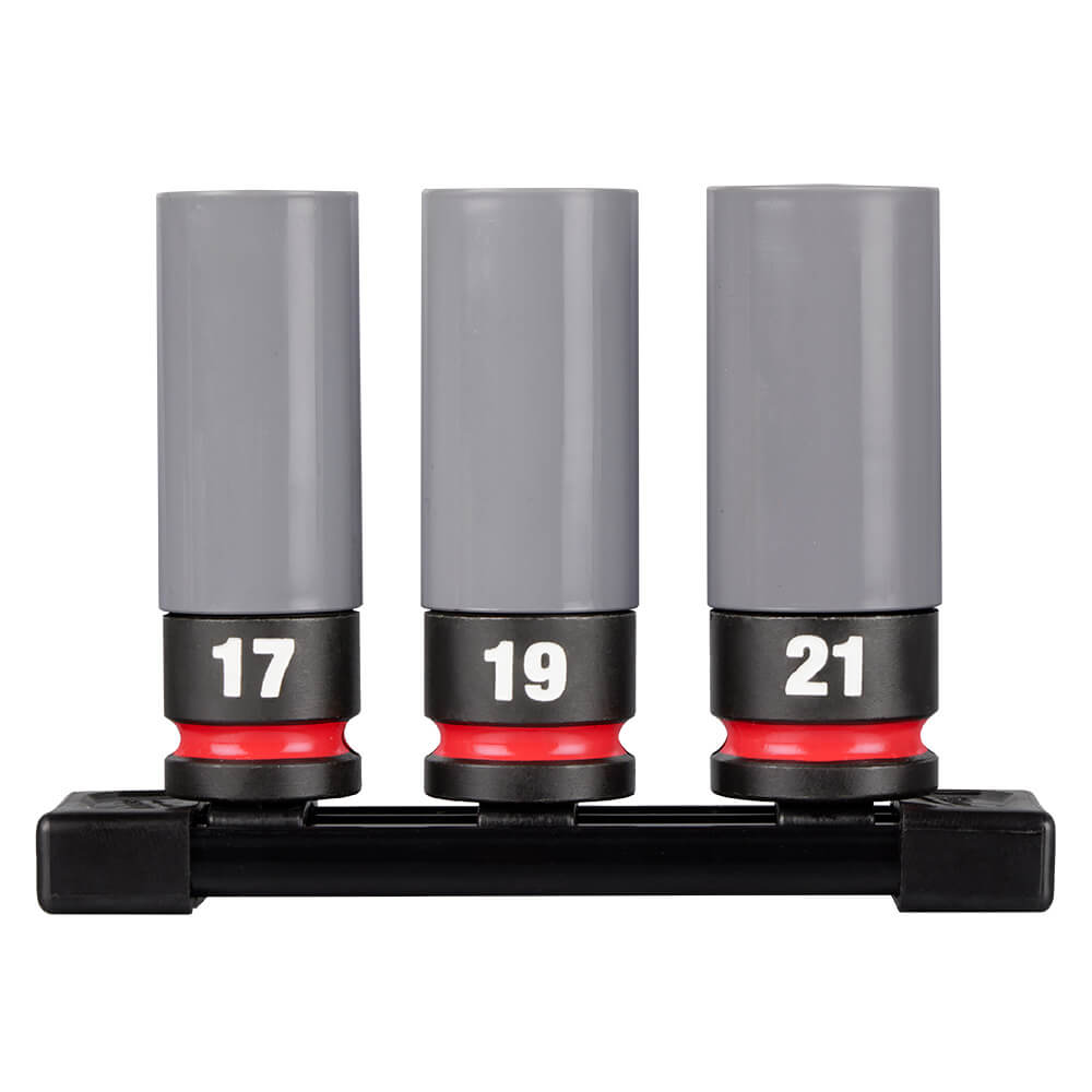 Milwaukee SHOCKWAVE 9-Piece 1/2" Drive Impact Lug Nut Socket Set - SAE/Metric, 49-66-7832