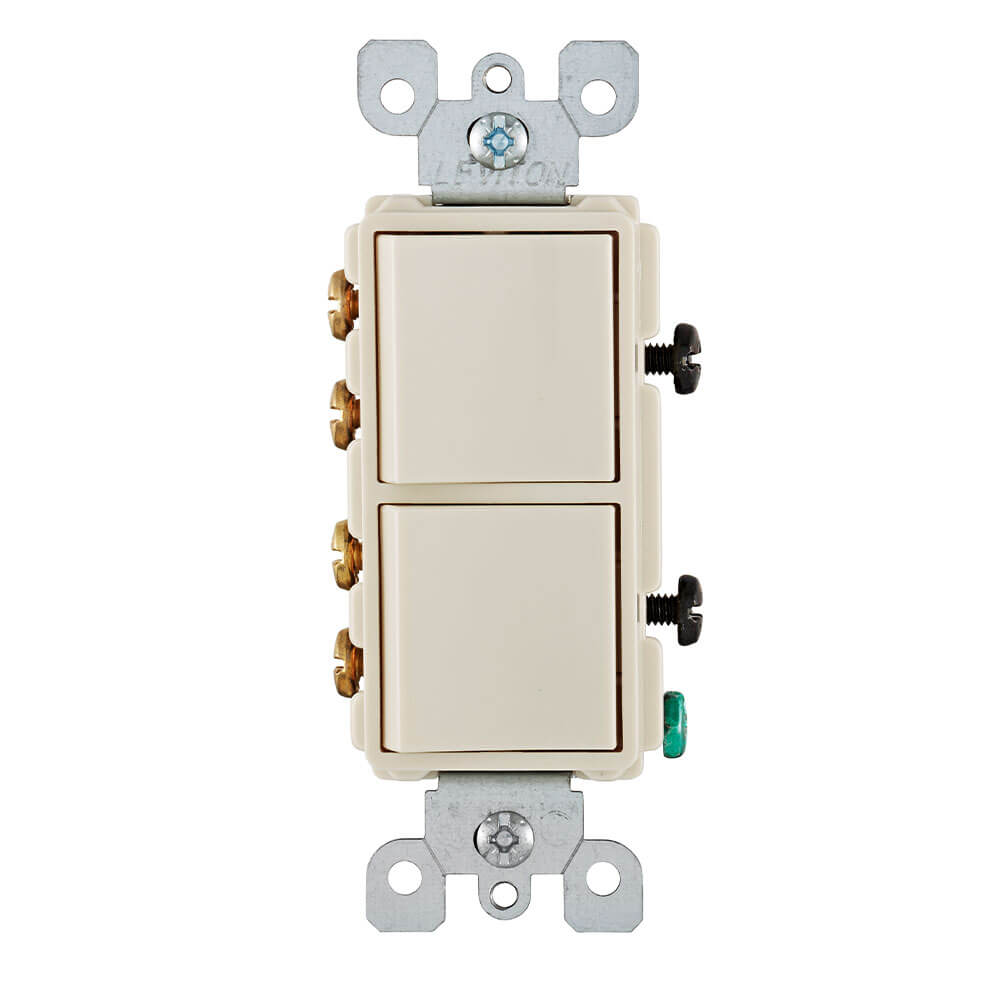 5643-T - Leviton 5643-T - 3-Way Double Rocker Light Switch - Light