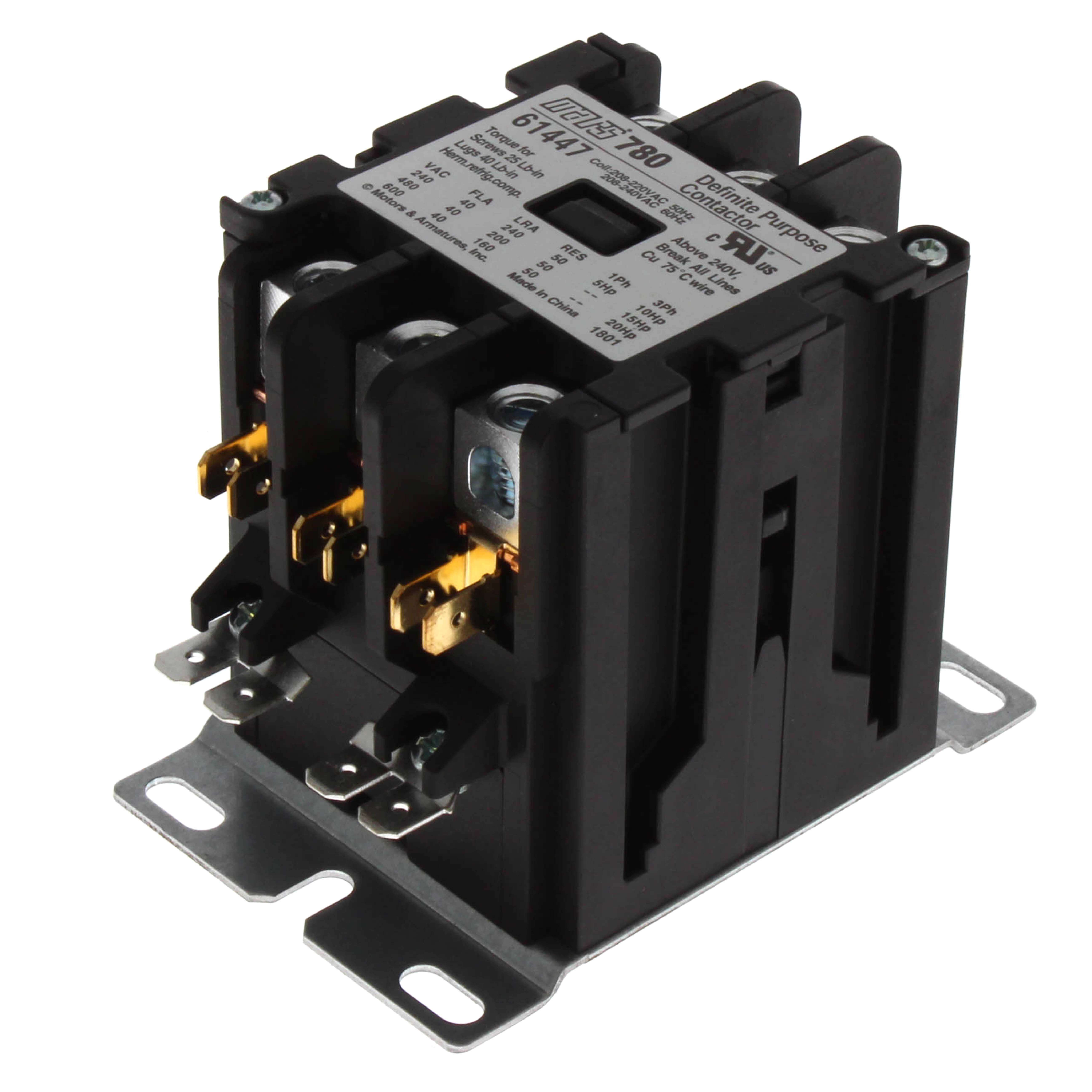 61447 - MARS 61447 - 3 Pole Contactor w/ Box Lug Termination (40A
