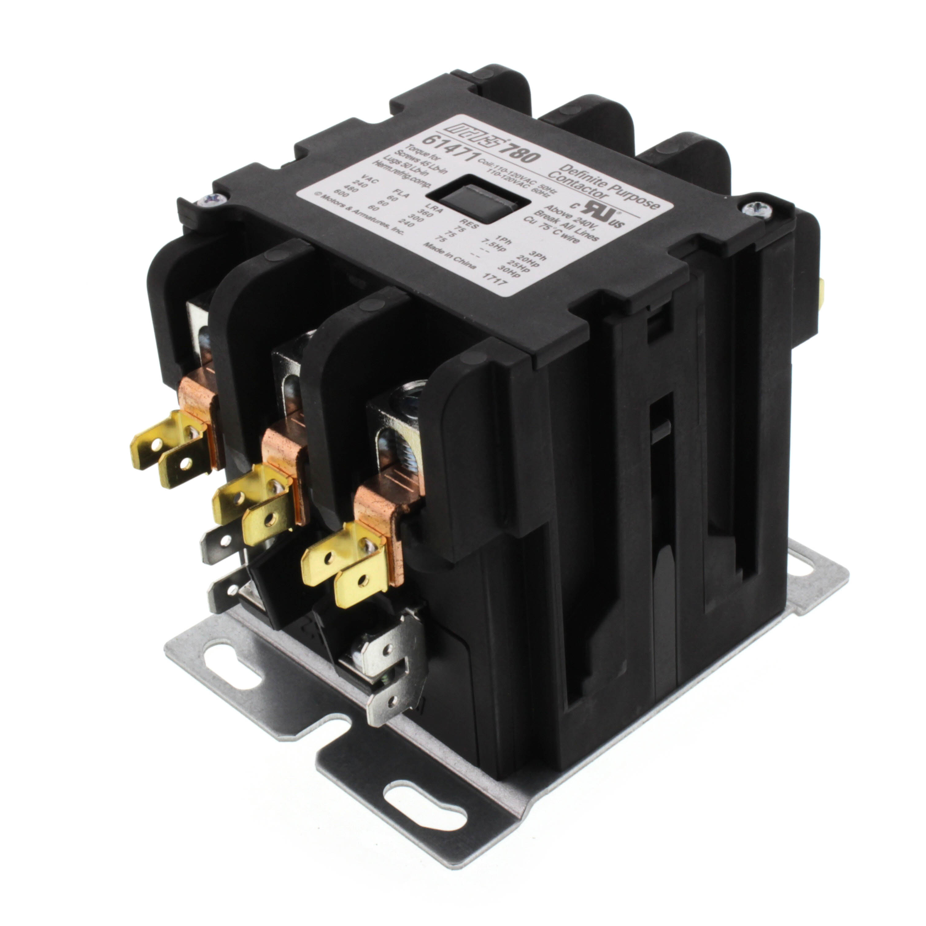 61471 - MARS 61471 - 3 Pole Contactor w/ Box Lug Termination (60A