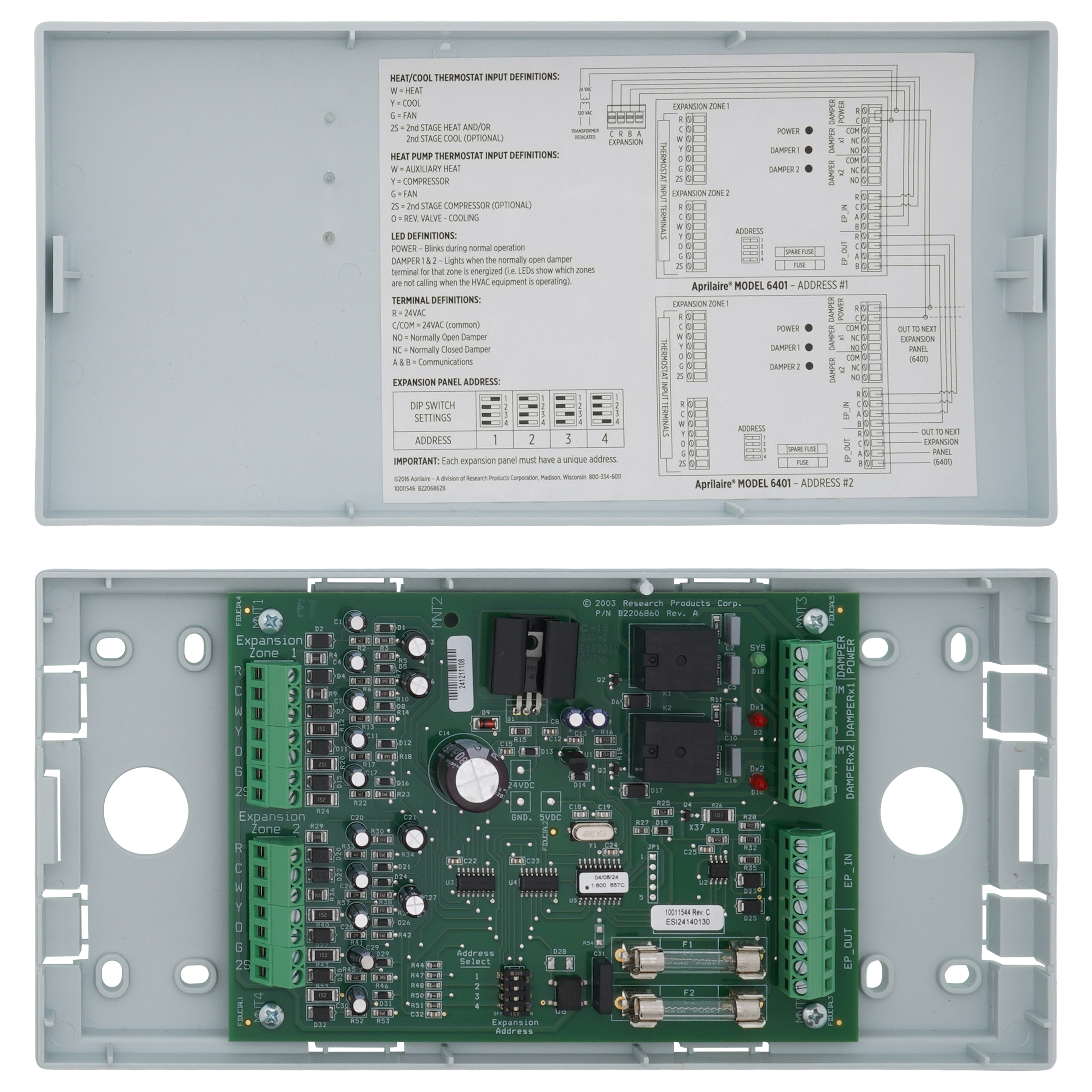 6401 - Aprilaire 6401 - 2-Zone Expansion Panel for New Version of