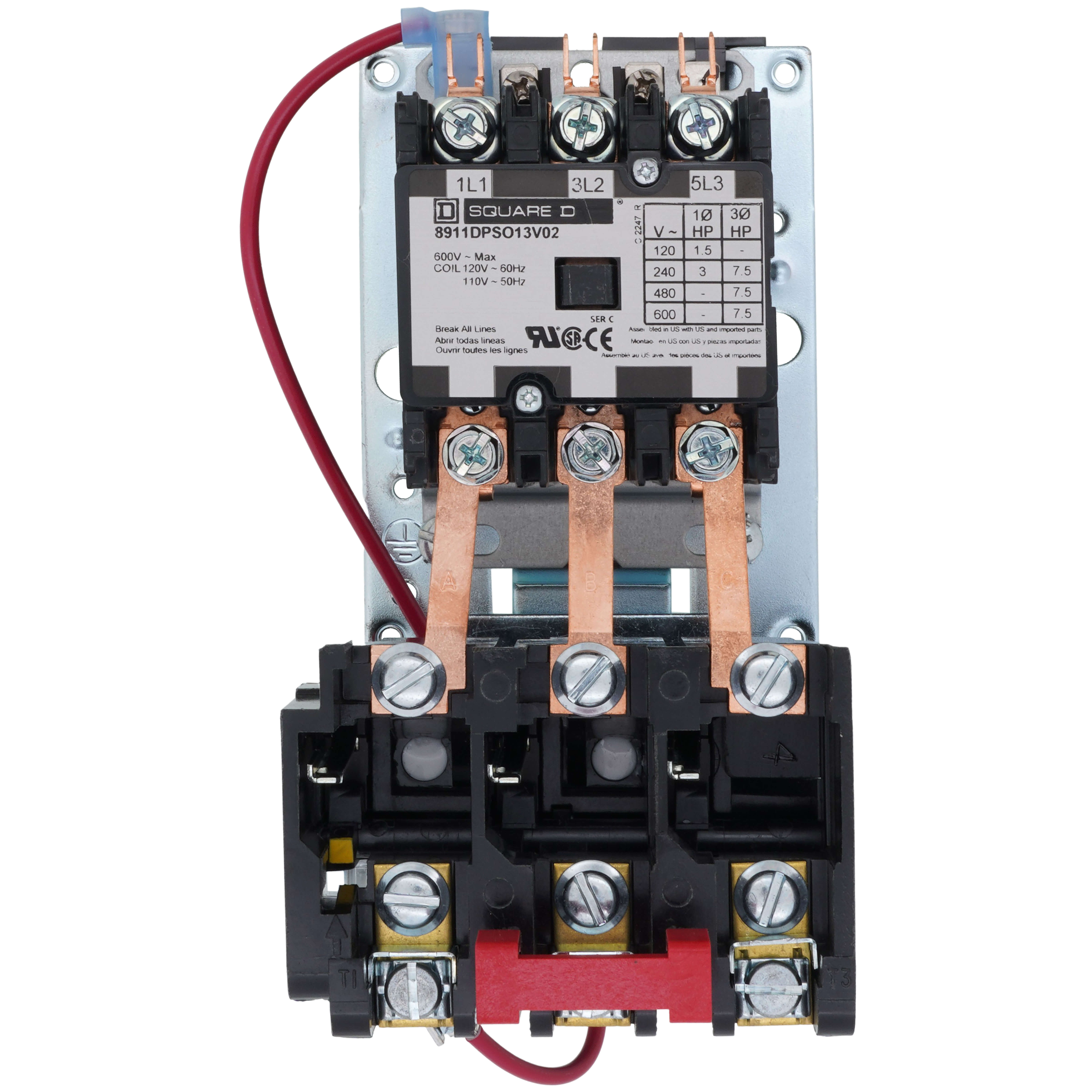 8911DPSO13V02 - Square D 8911DPSO13V02 - 3-Pole Motor Starter, 20A