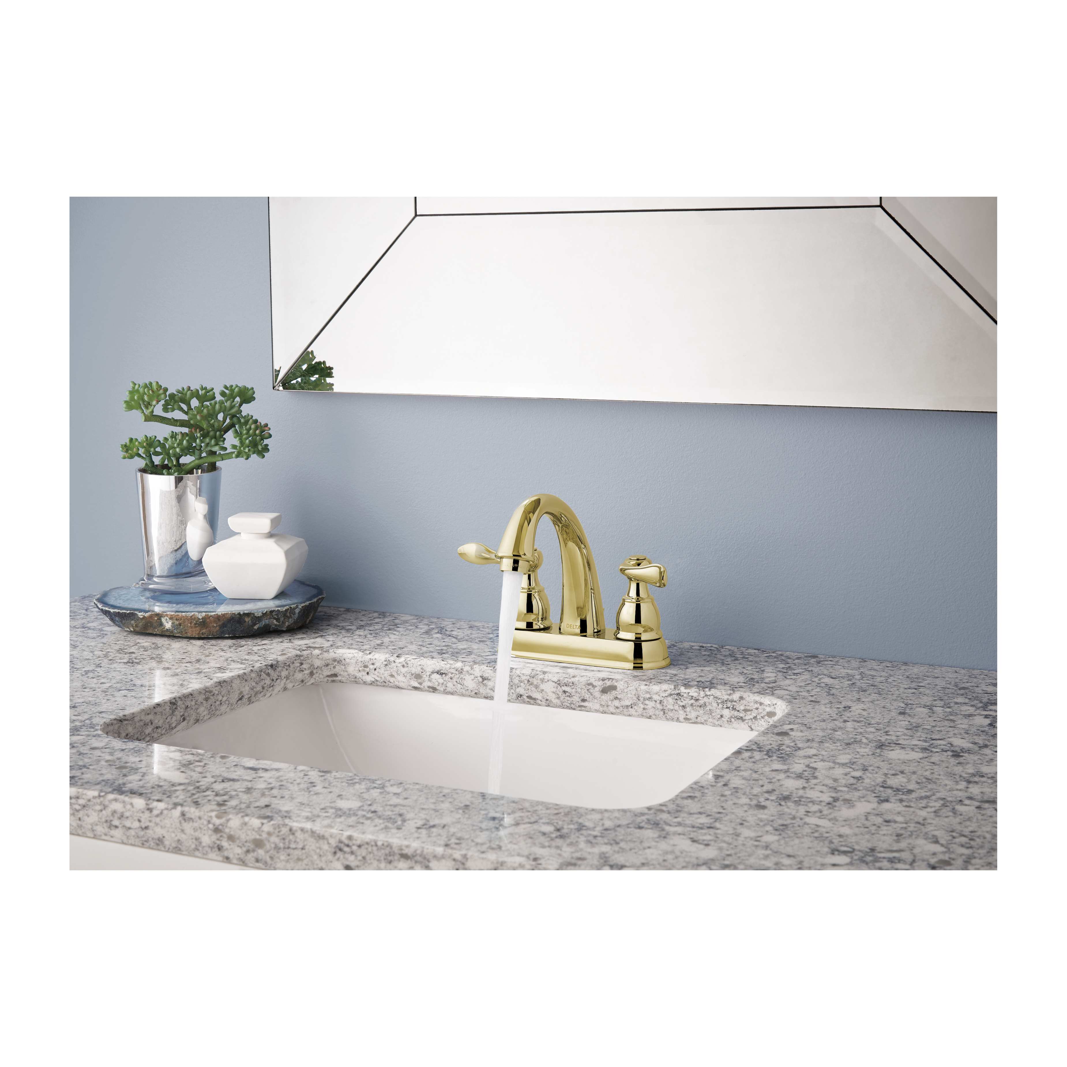 Delta Windemere Waschtischarmatur – 2-Griff, Poliertes Messing | Wassersparend & ADA-konform