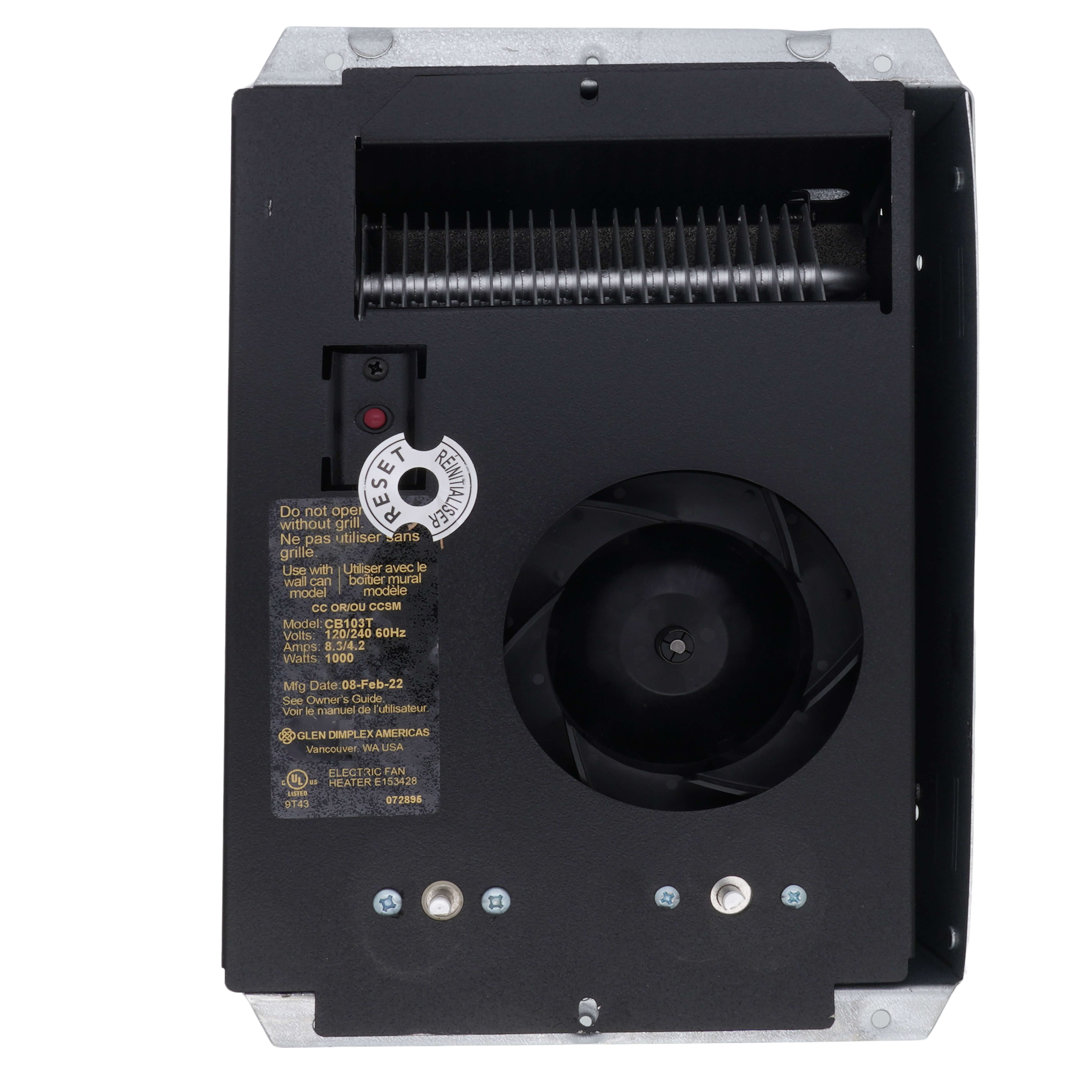 Electric Wall Heater With Thermostat Cadet CEC163TW Enegy Plus Fan ...
