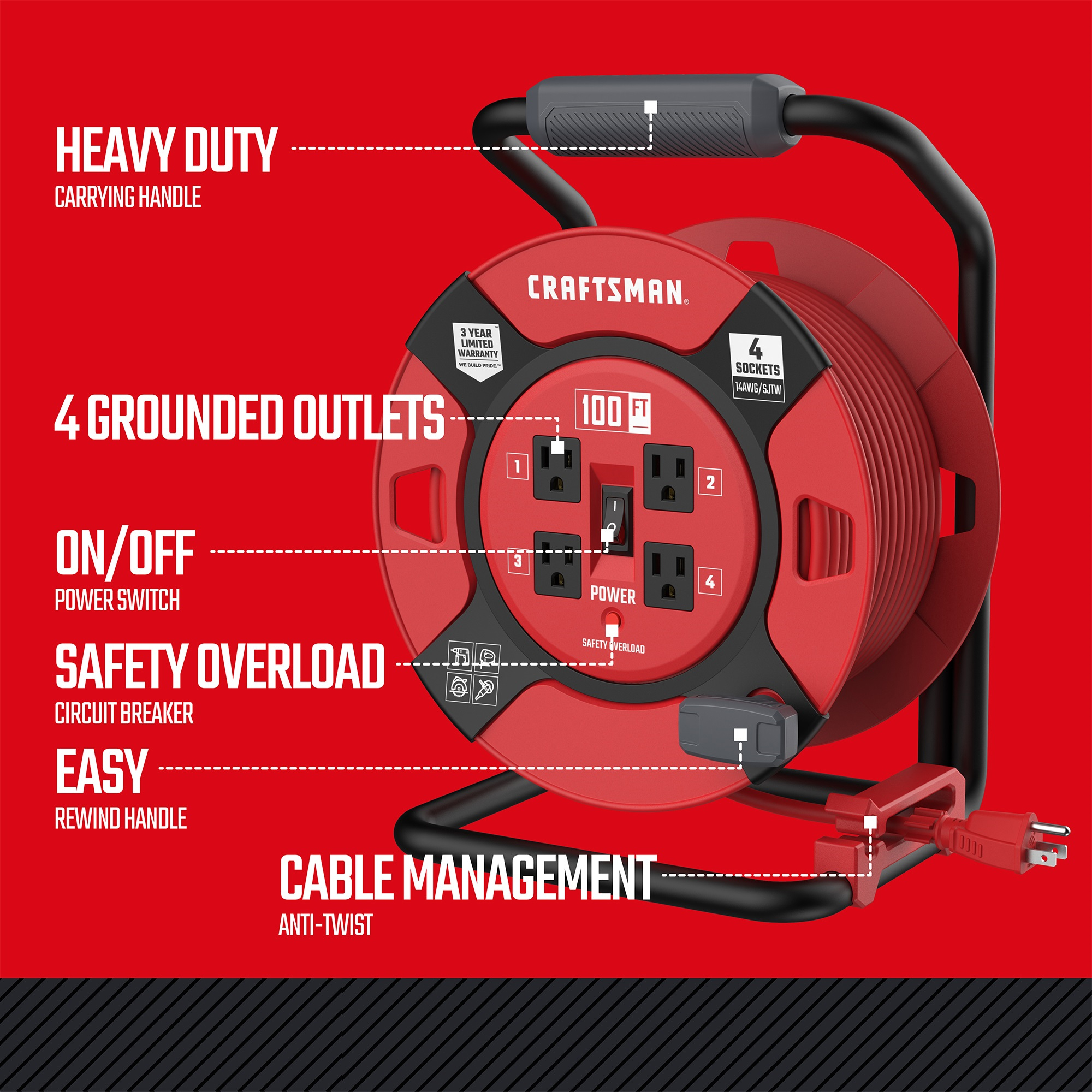 CMXCRPA14100 - Craftsman CMXCRPA14100 - 4 Outlet Cable Management