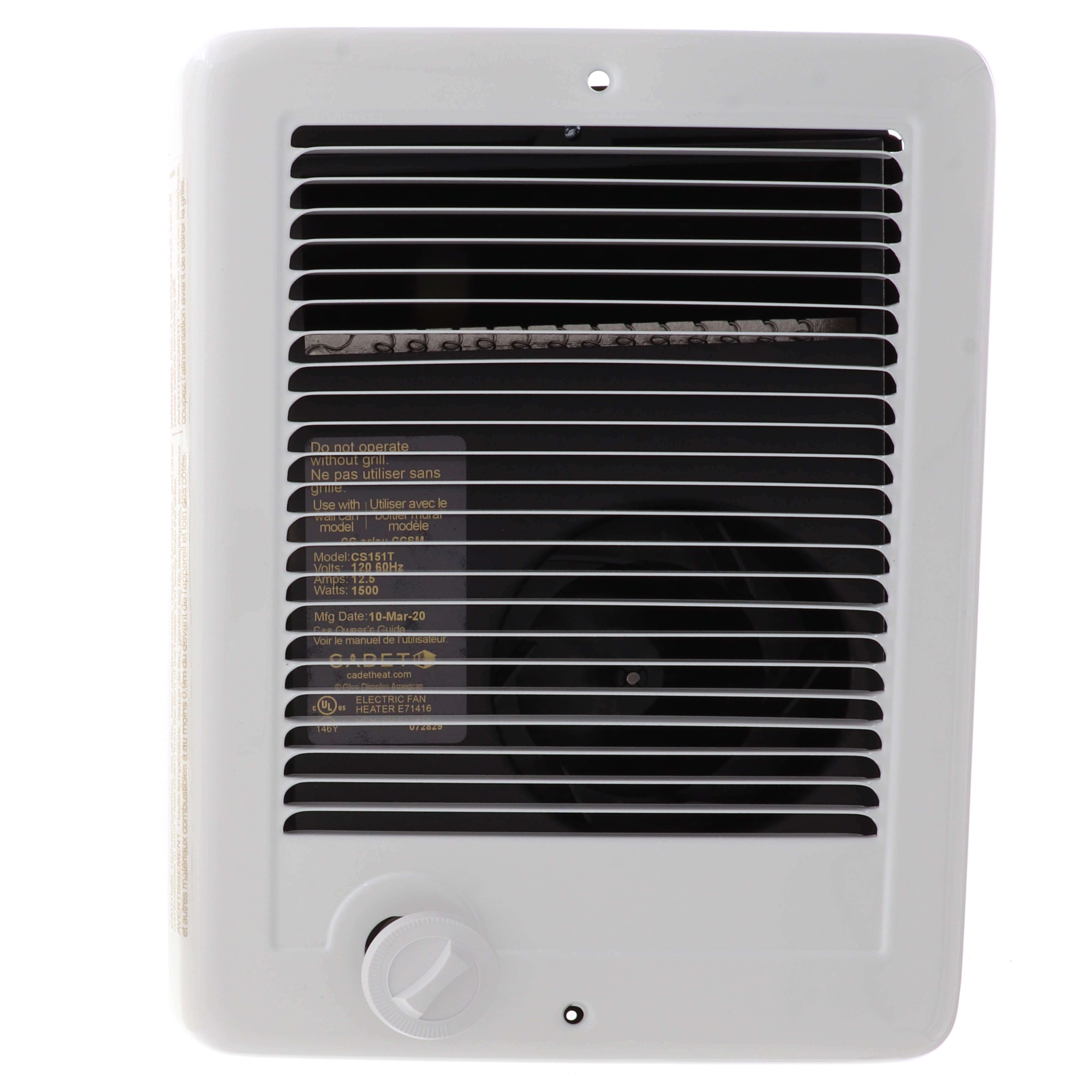 Cadet CSC151TW Com-Pak Plus White Wall Fan Heater - SupplyHouse.com