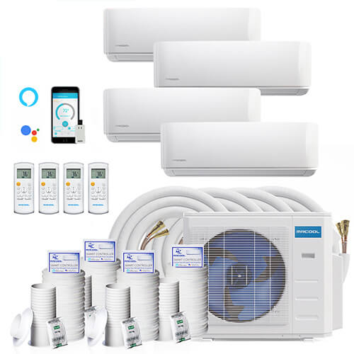 DIYM436HPW02BK1 - MRCOOL DIYM436HPW02BK1 - DIY 36,000 BTU 21.5 SEER Ductless  Four Zone Heat Pump Package, 230V w/ 16ft Install Kit (9+9+12+12)