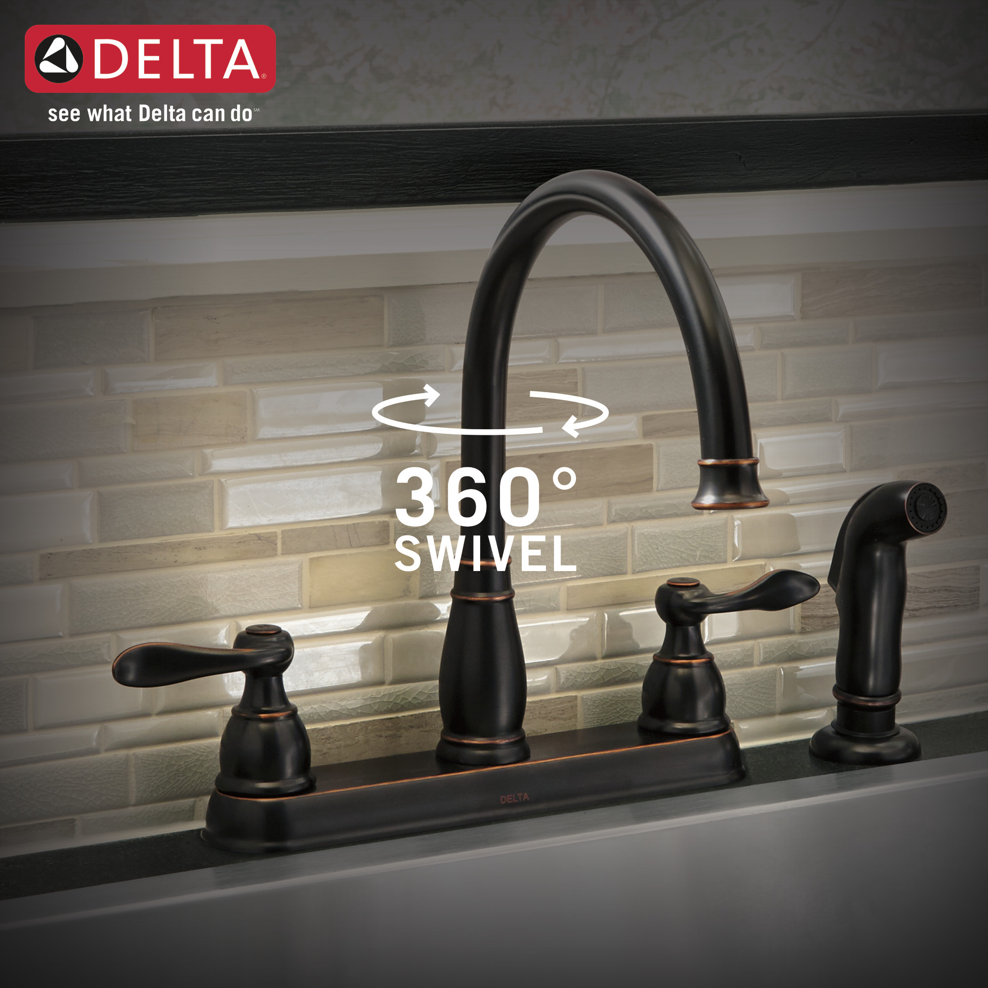 21996LF-OB - Delta 21996LF-OB - Windemere 2 Handle Kitchen Faucet