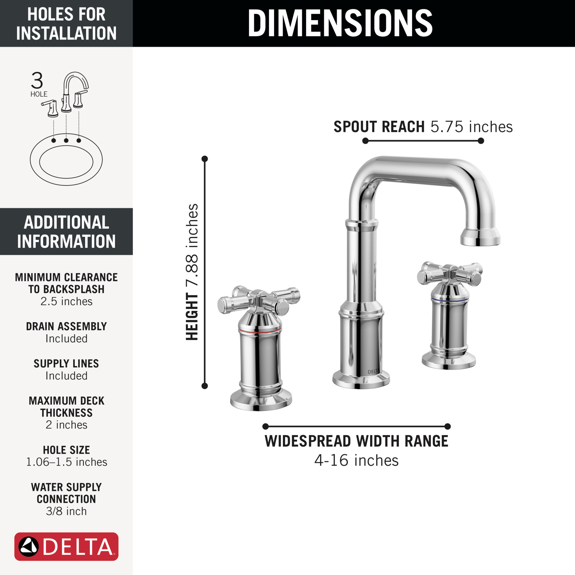 3587-PR-DST - Delta 3587-PR-DST - Broderick Two Handle Widespread