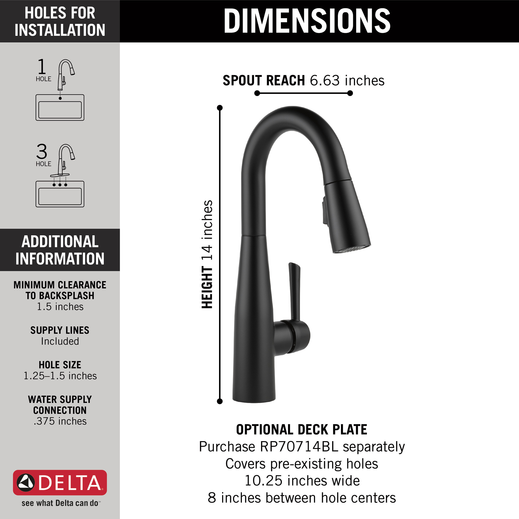 CO＆co 9913-BL-DST - Delta 9913-BL-DST - Essa Single Handle Pulldown Bar