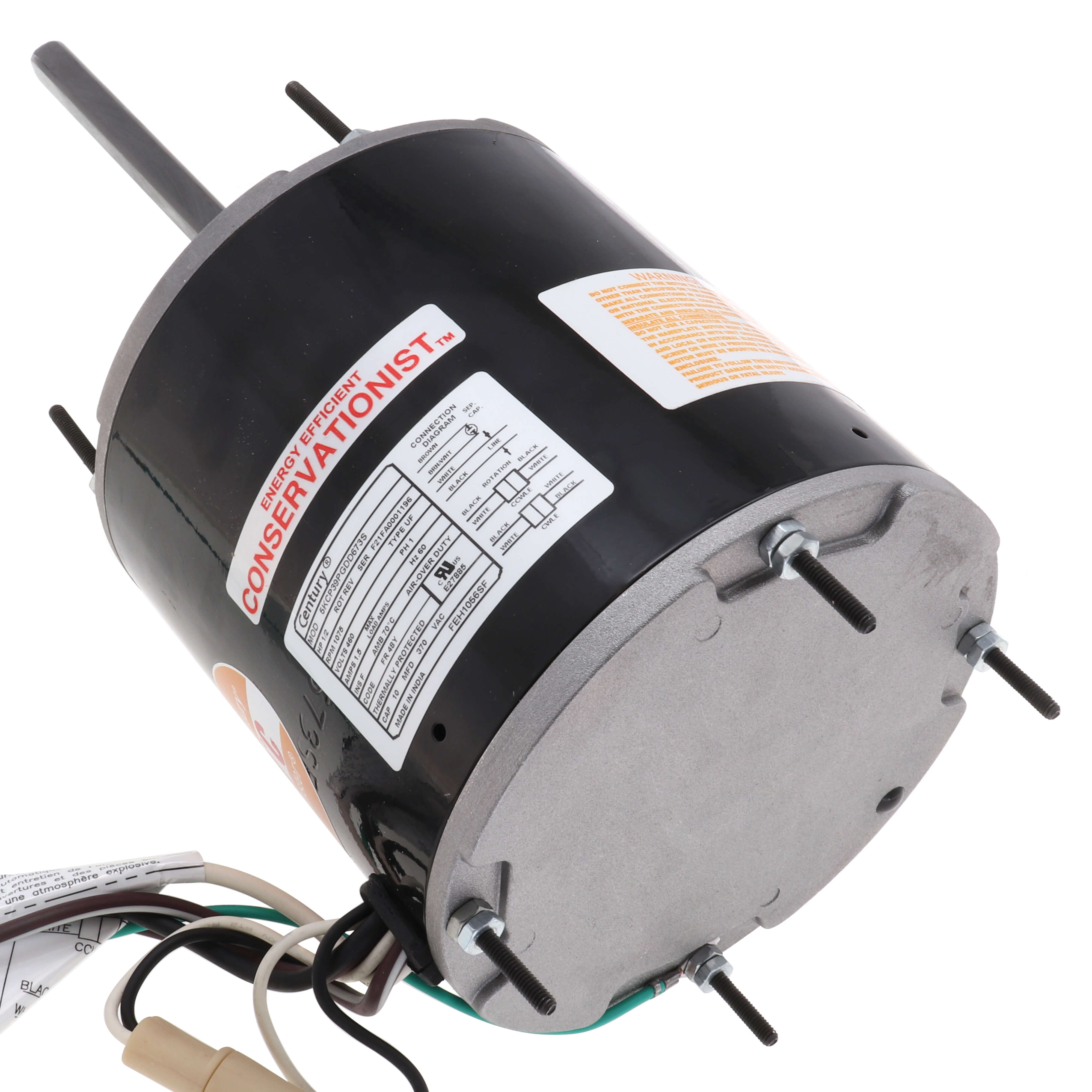Smith Little ORM5458B Condenser Motor - 1/3-1/6 HP, 1075 RPM, 230V Ball ...