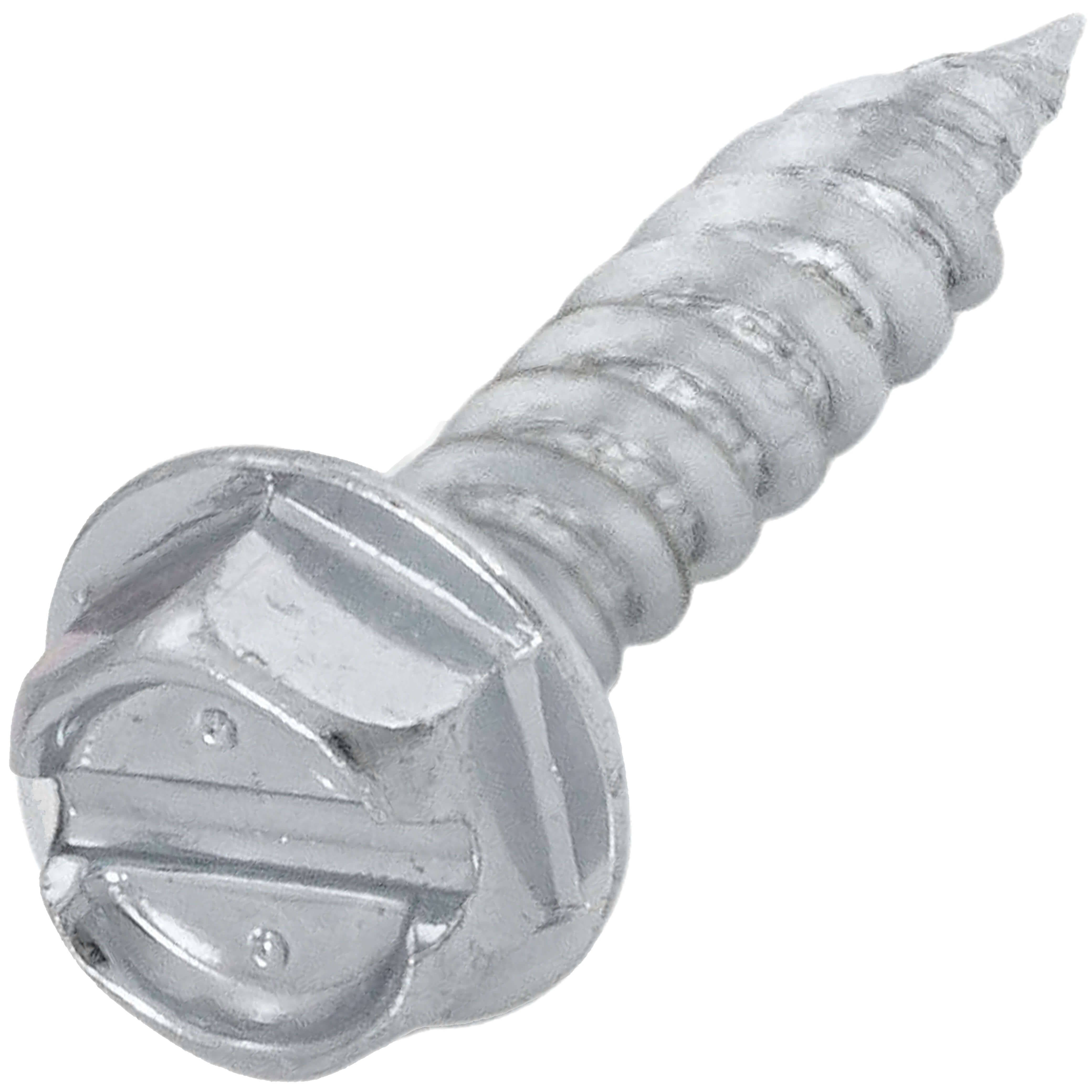 500 Slotted Hex Washer Head Sheet Metal Screws - #10 X 2" Zinc Plated Steel (Type A Thread)