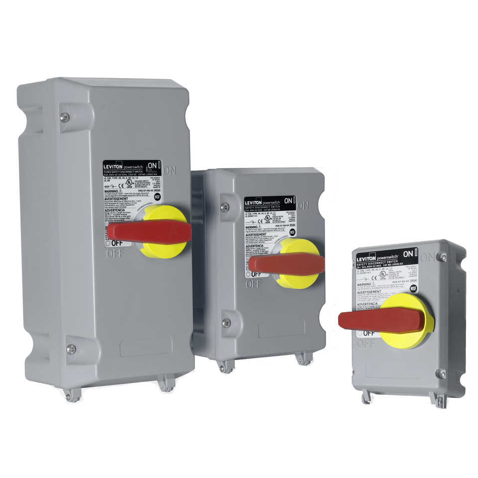 Leviton LDS10-AX Non-Fused Safety Disconnect Switch – 100A, 600V, Non-Metallic Enclosure – IP66/IP67/IP68/IP69K, Watertight & Corrosion-Resistant For Harsh Environments