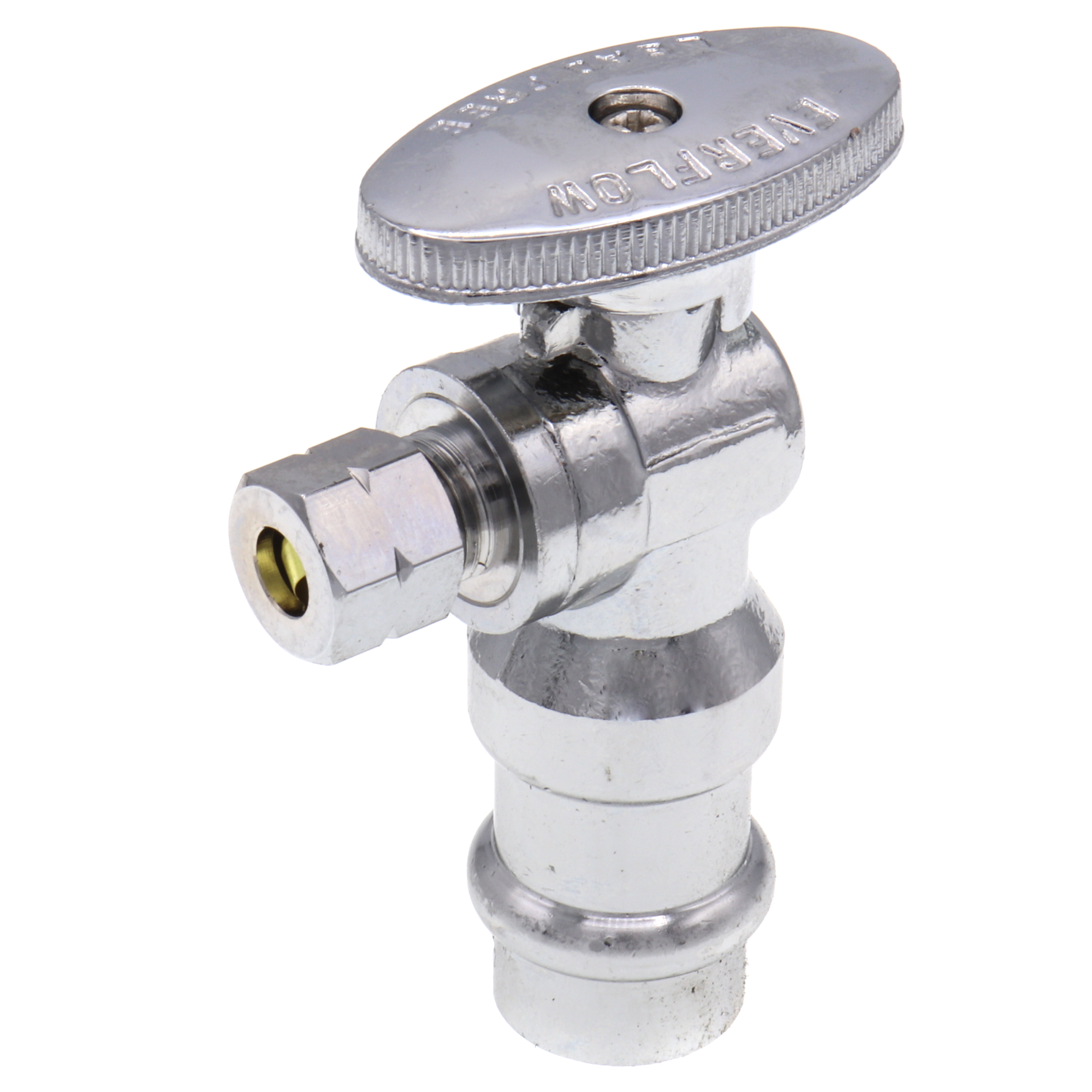 thumbnail image 2 of In Compression Outlet 1/4-Turn 4 Pack) BH Angle Stop Valve 1/2" Nominal Comp X 3/8" OD Comp, Quarter 2 In Brass Foot Valve 2 of 14