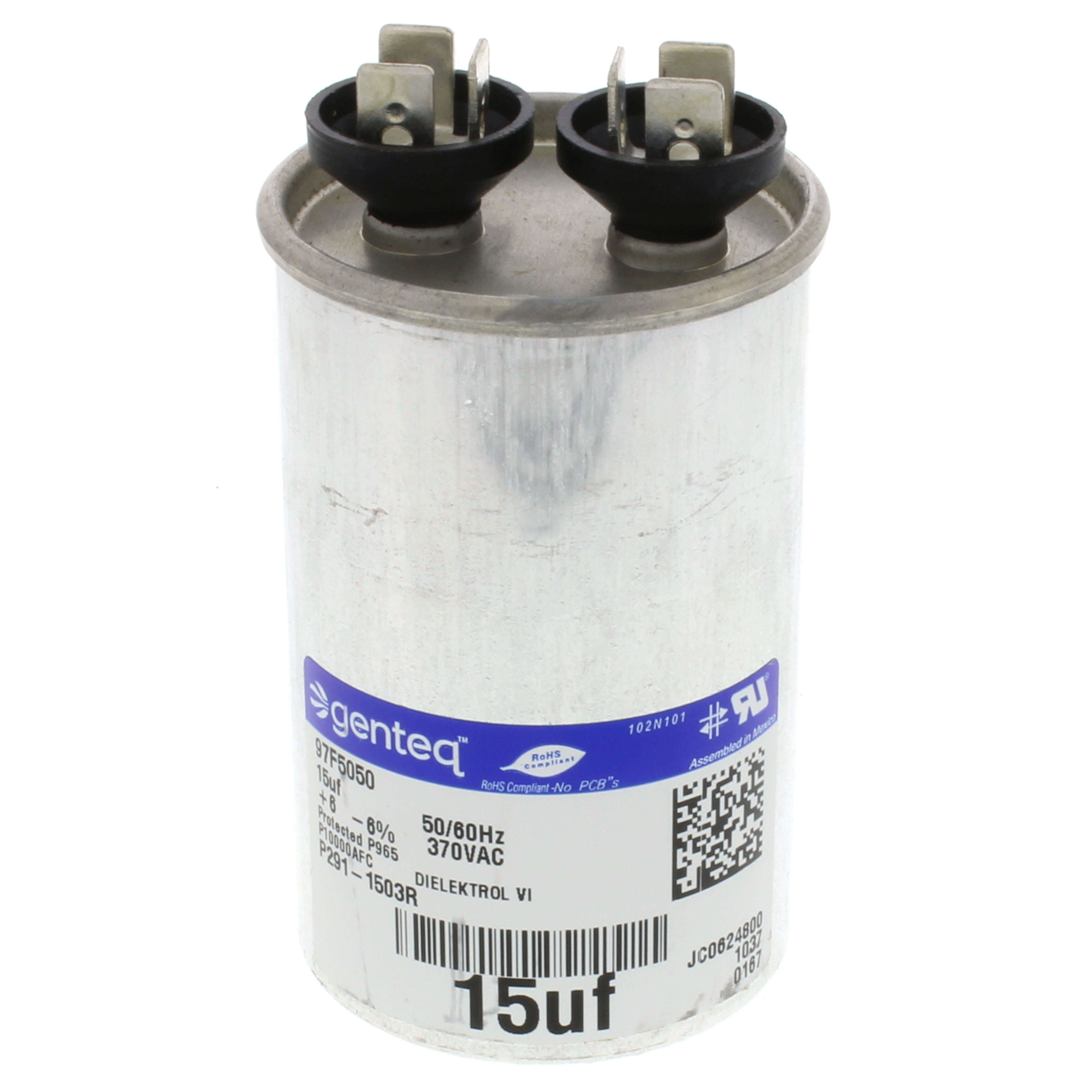 P291-1503R - Carrier P291-1503R - 15mfd 370v Round Run Capacitor