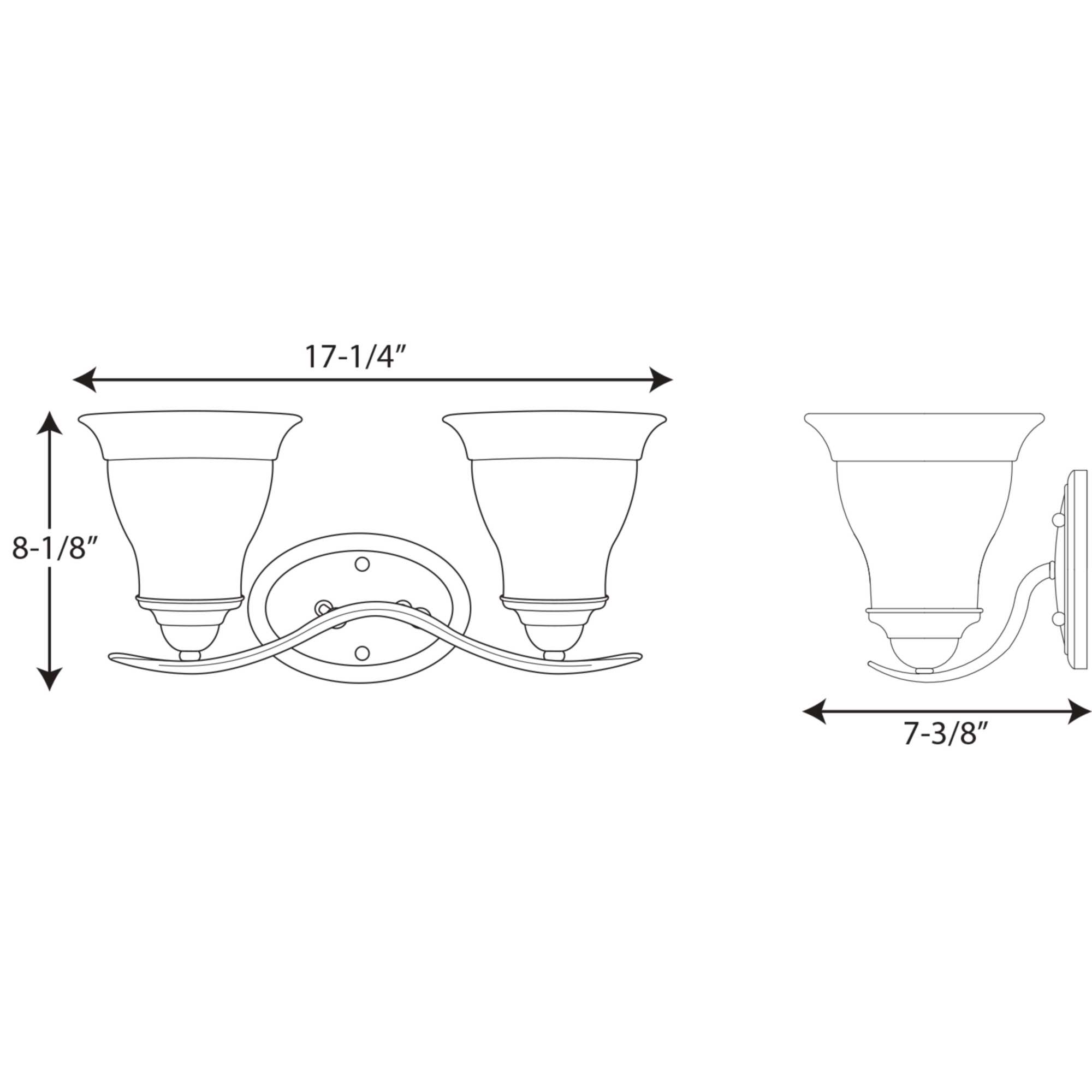 Progress Lighting Trinity 17.25-in 2-Light Brushed Nickel Transitional Vanity Light P3191-09 At