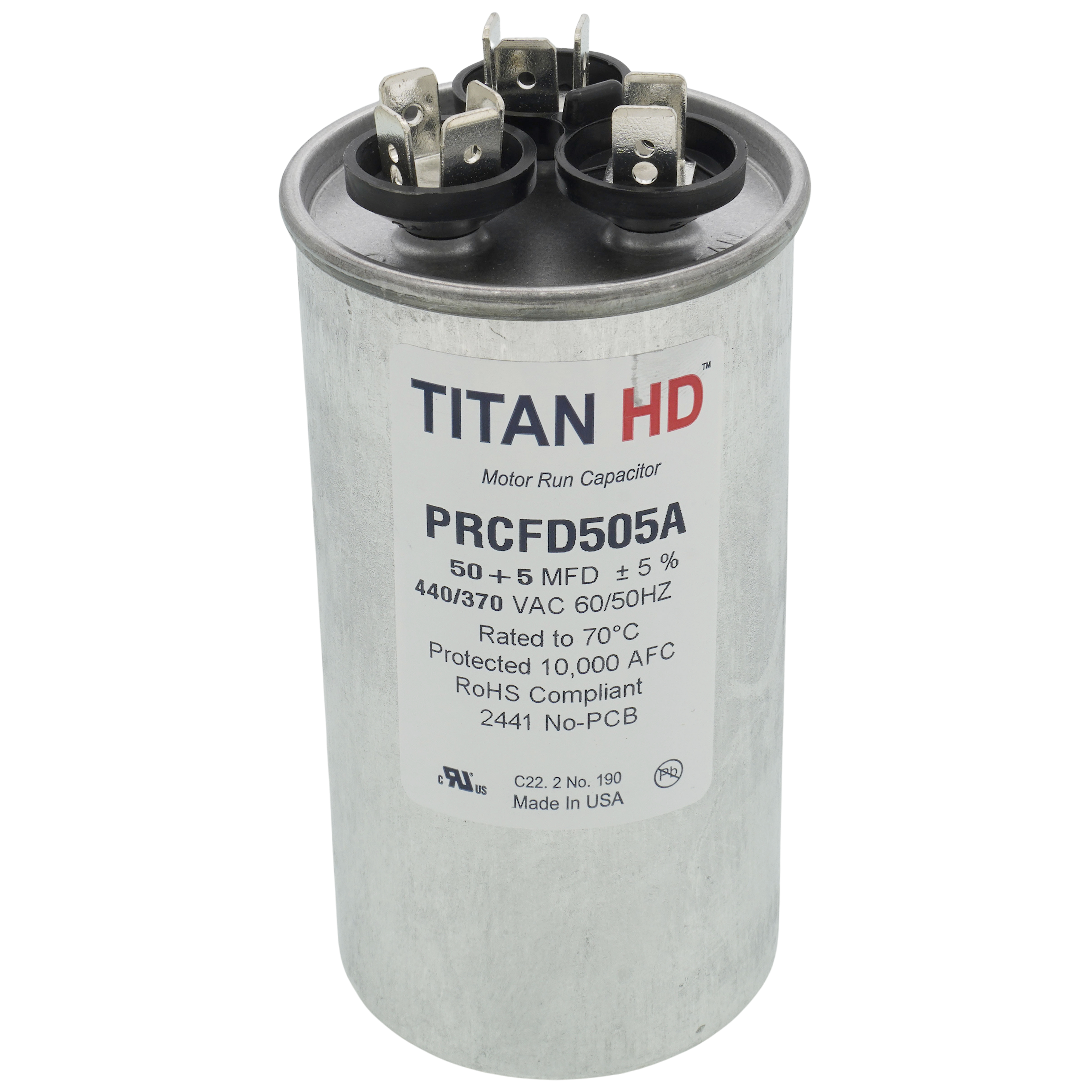 PRCFD555A - Titan HD PRCFD555A - 55/5 MFD Round Dual Motor Run