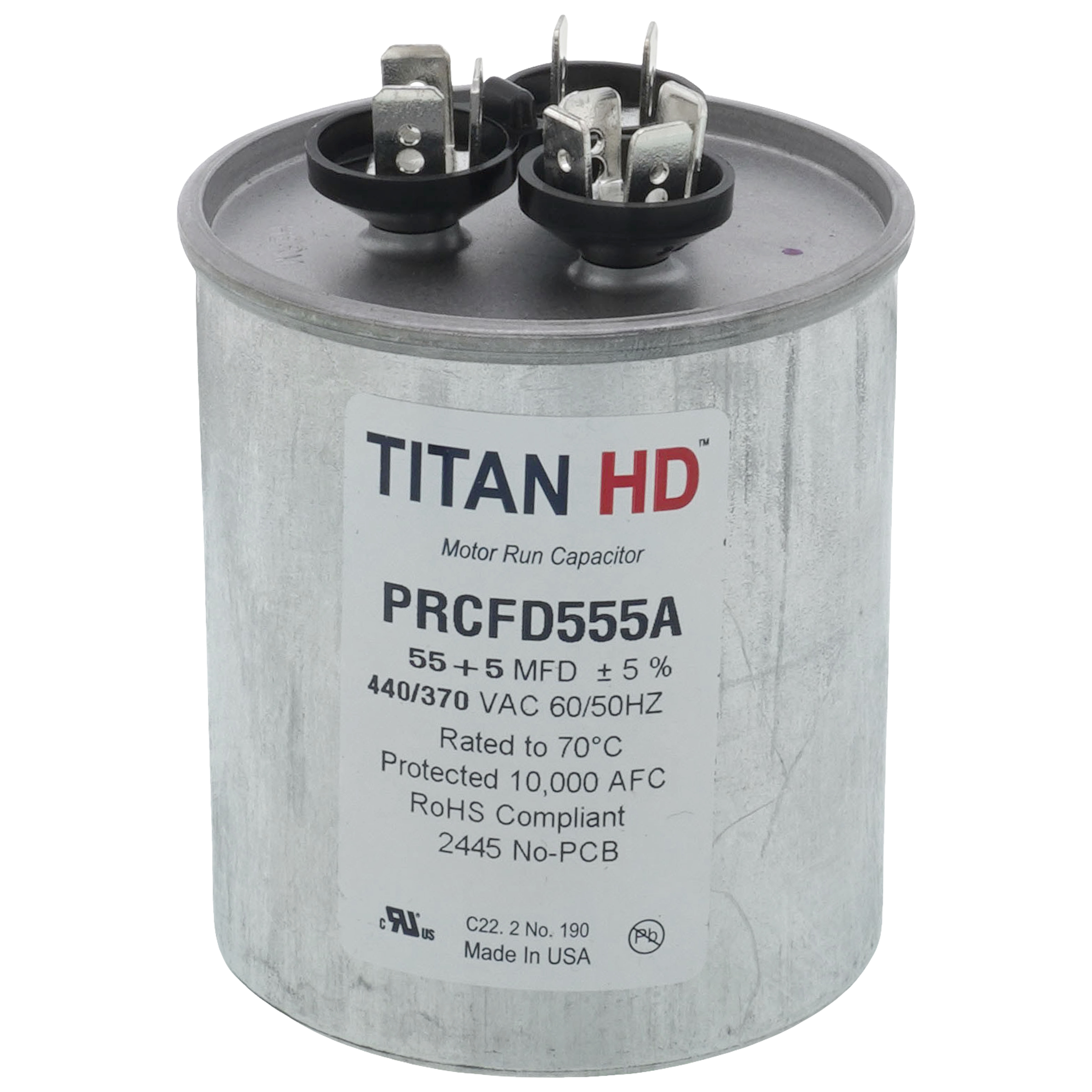 PRCFD555A - Titan HD PRCFD555A - 55/5 MFD Round Dual Motor Run