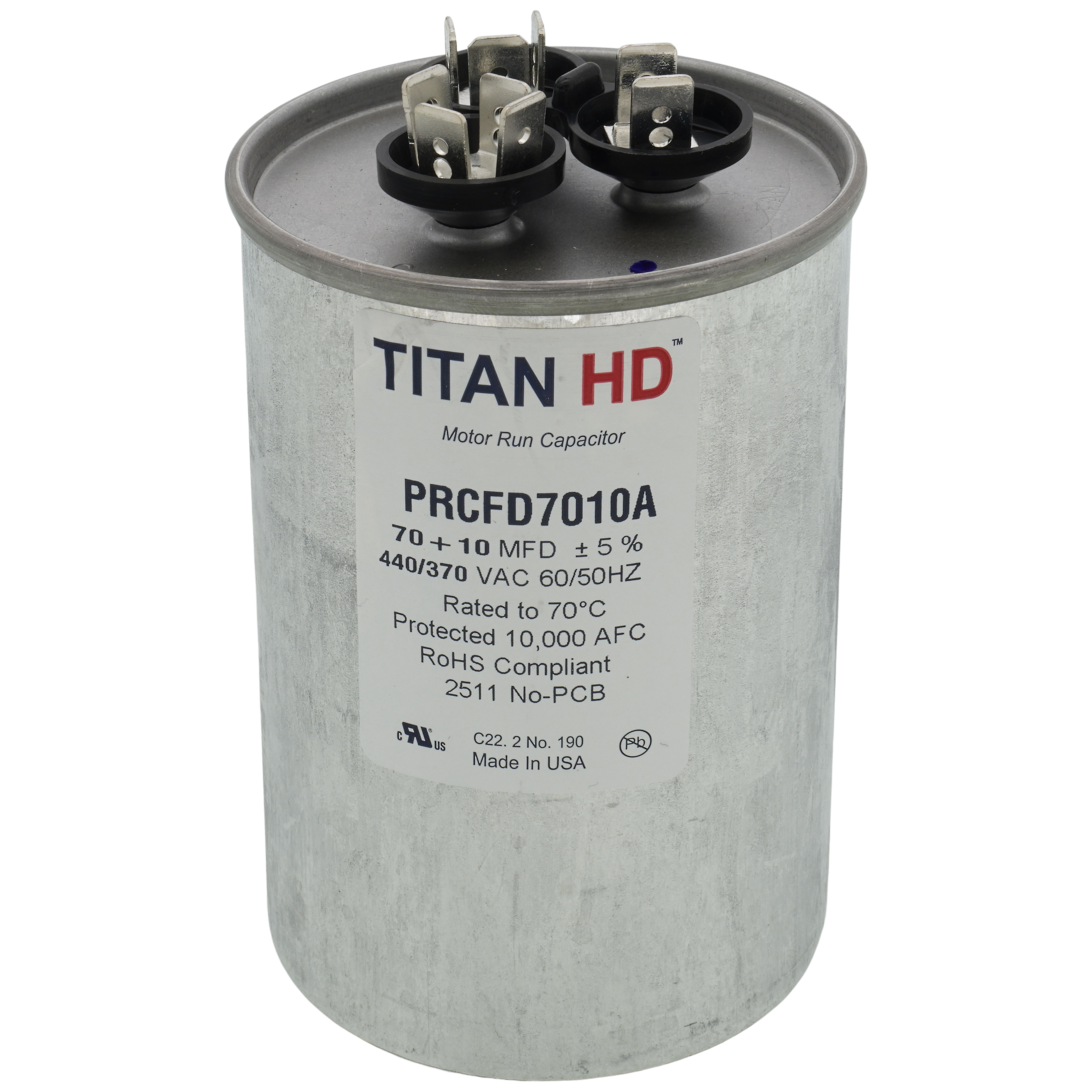 14169 - MARS 14169 - 70/10 MFD Round Run Capacitor (440/370V)